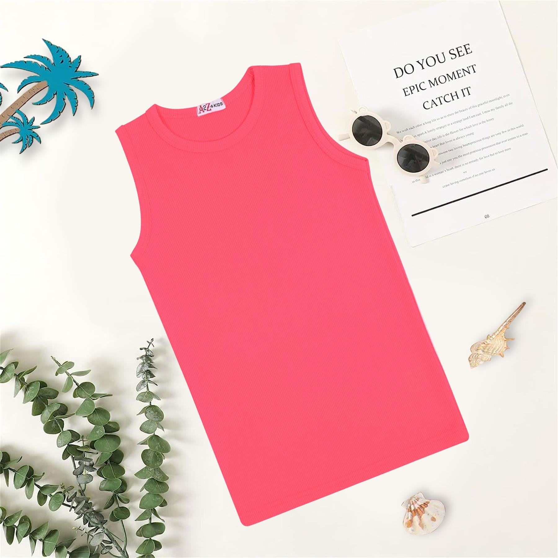 Kids Girls Boys Childrens Vest Top Tank Top Fitted 100% Rich Cotton 2-13 Years