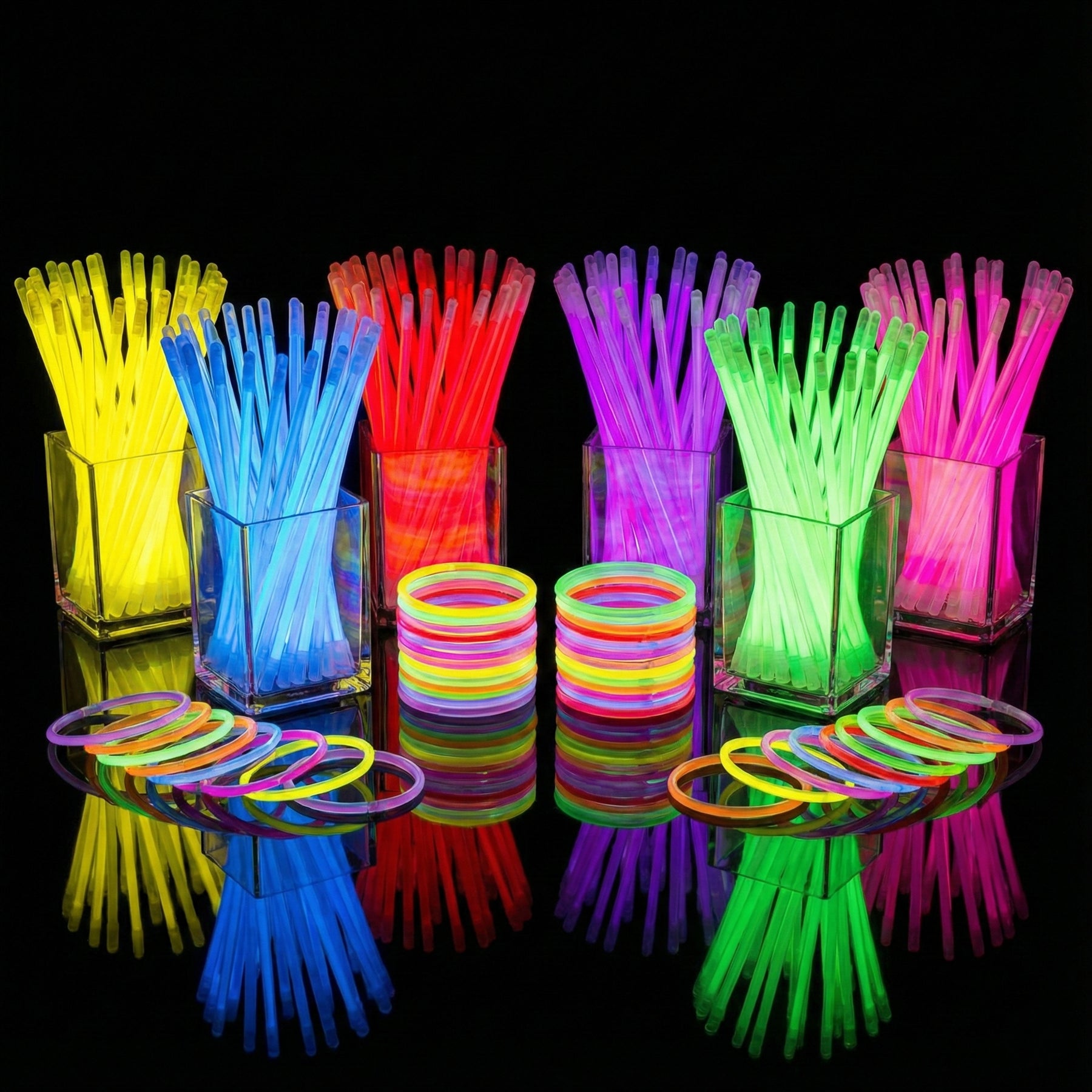 A2Z Glow Sticks 100 Pack Multi-Colour 8" Light Sticks with Connectors Party Glow