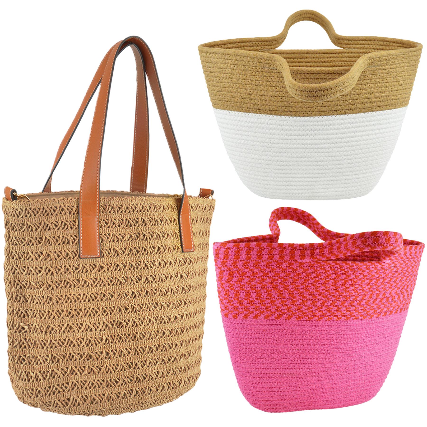Women Beach Bag Cotton Shopping Bag Ladies Picnic Travel Bag Grocery Tote Bags