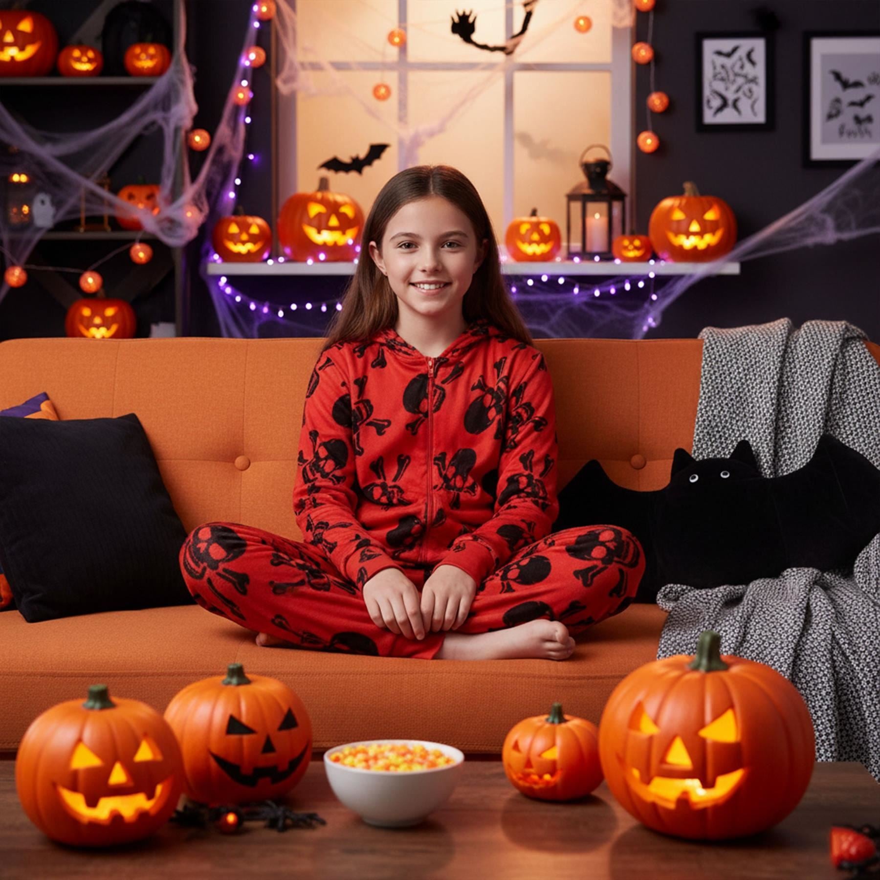 Kids Girls Boys One Piece Halloween Print Onesie