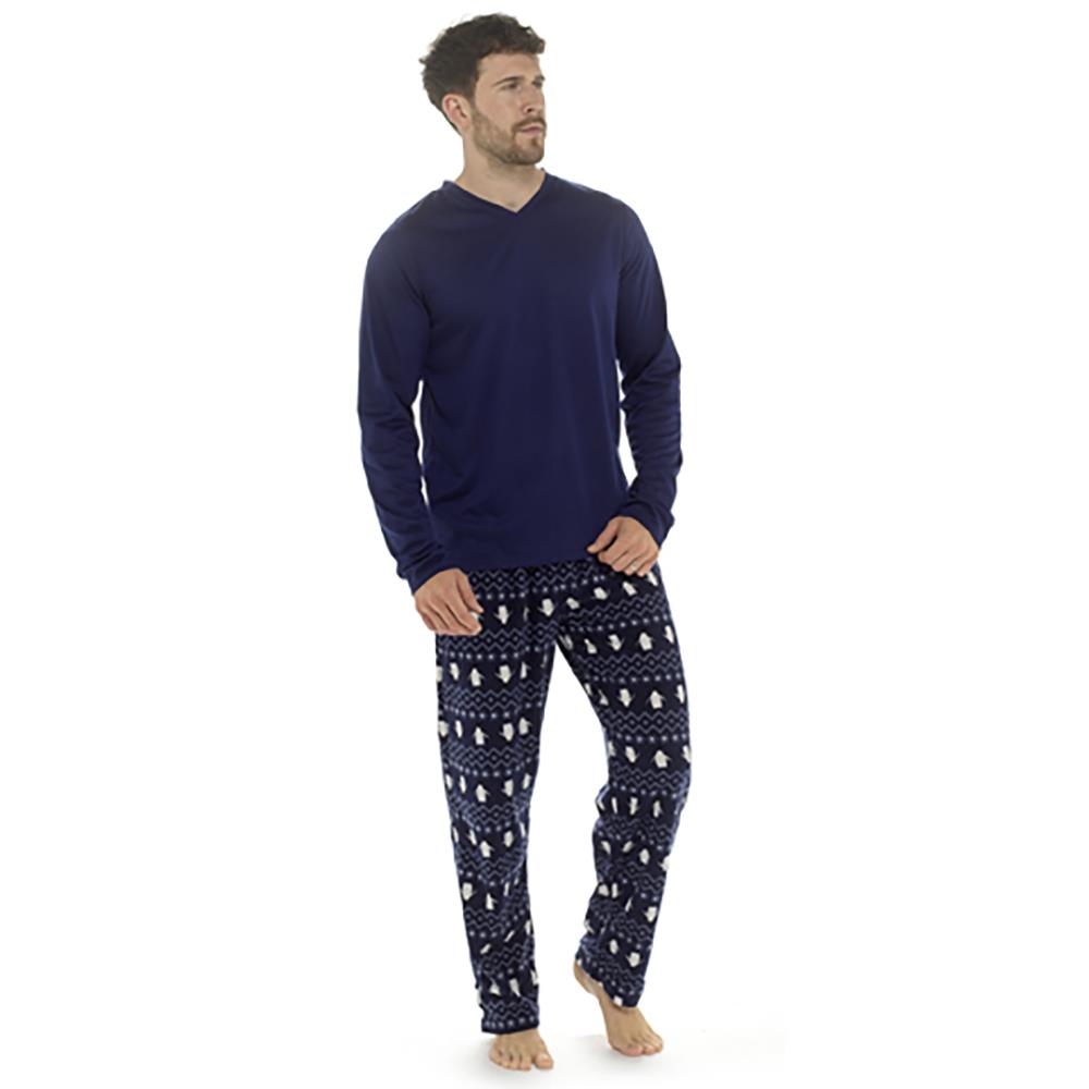 A2Z Mens Pyjama Jersey Top Fleece Bottoms Pyjama Sets 2 Piece Nightwear Top Set