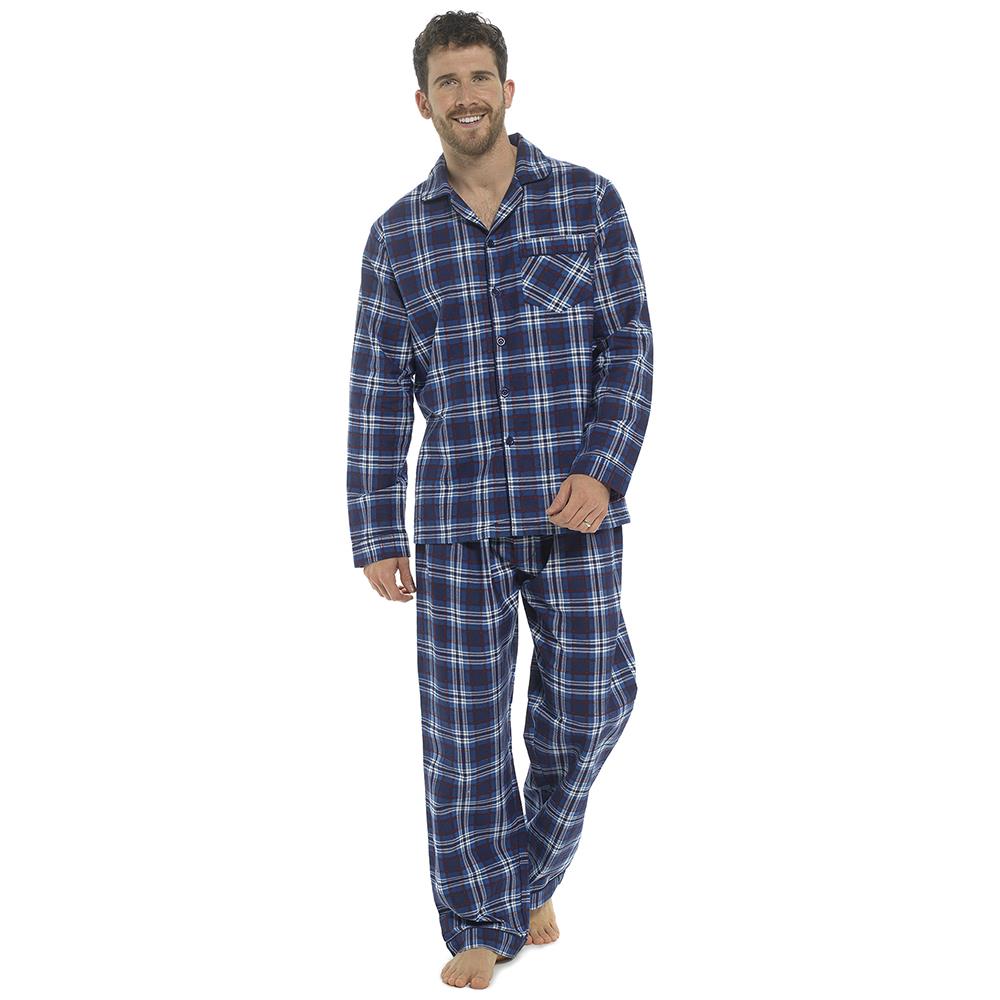 A2Z Mens Pyjama Traditional Check Brushed Cotton PJS Pyjama Set 2 Piece Top Set