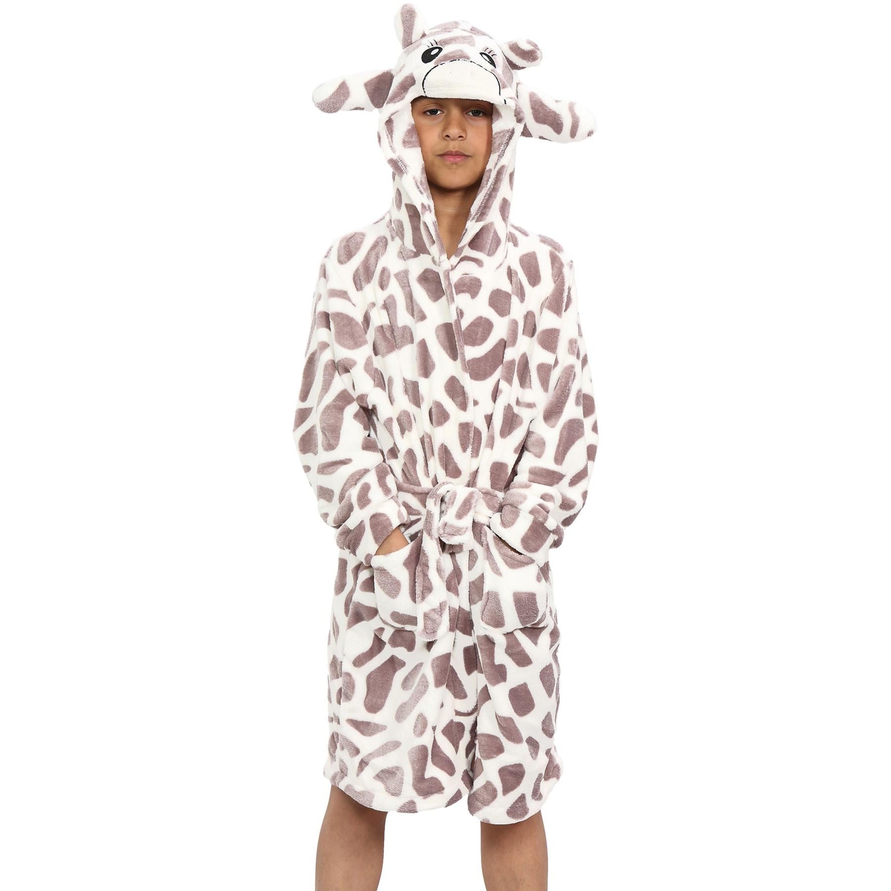 Kids Girls Boys Super Soft 3D Giraffe Animal Hooded Bathrobe