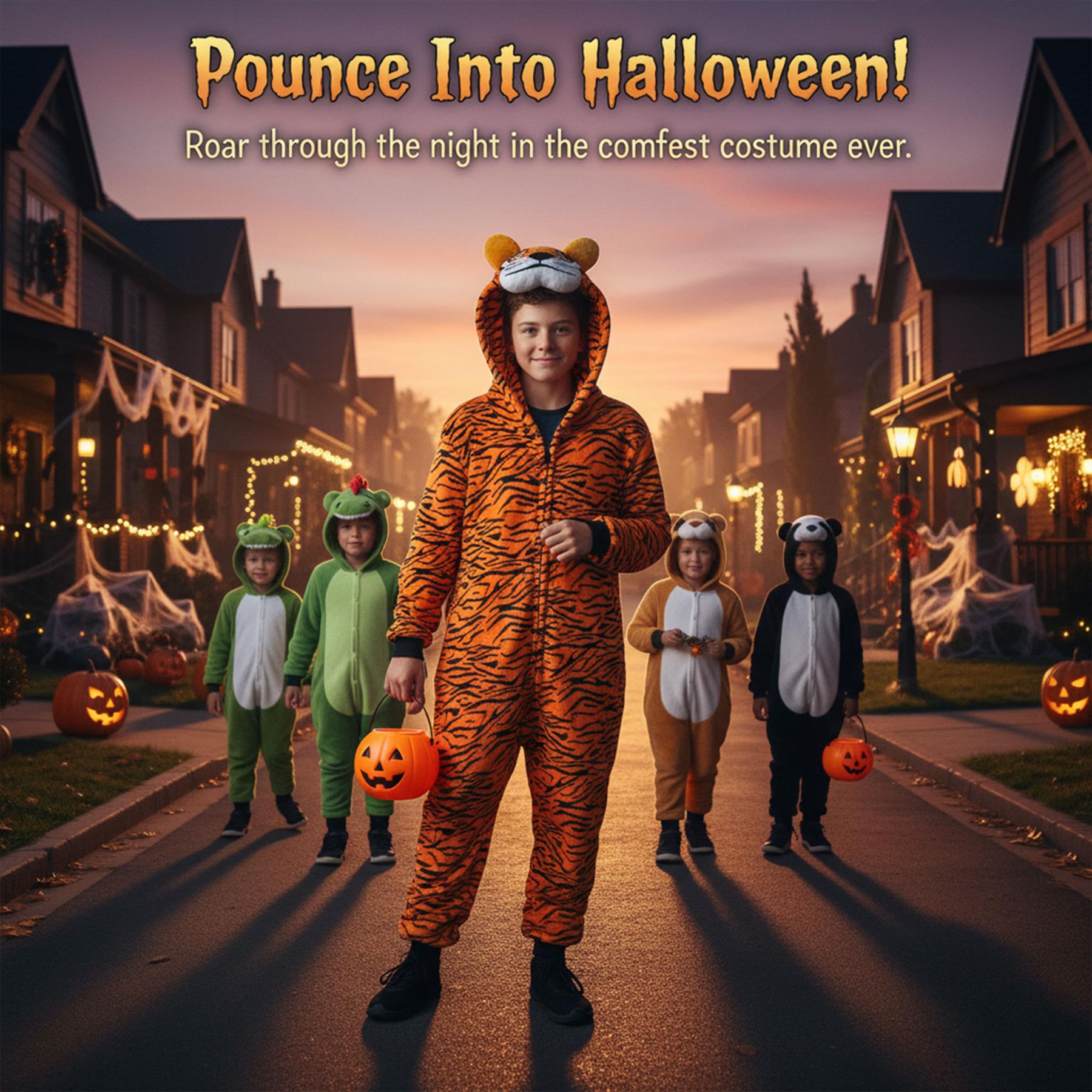 Kids Girls Boys A2Z Onesie One Piece Soft Fluffy Tiger World Book Day Costume