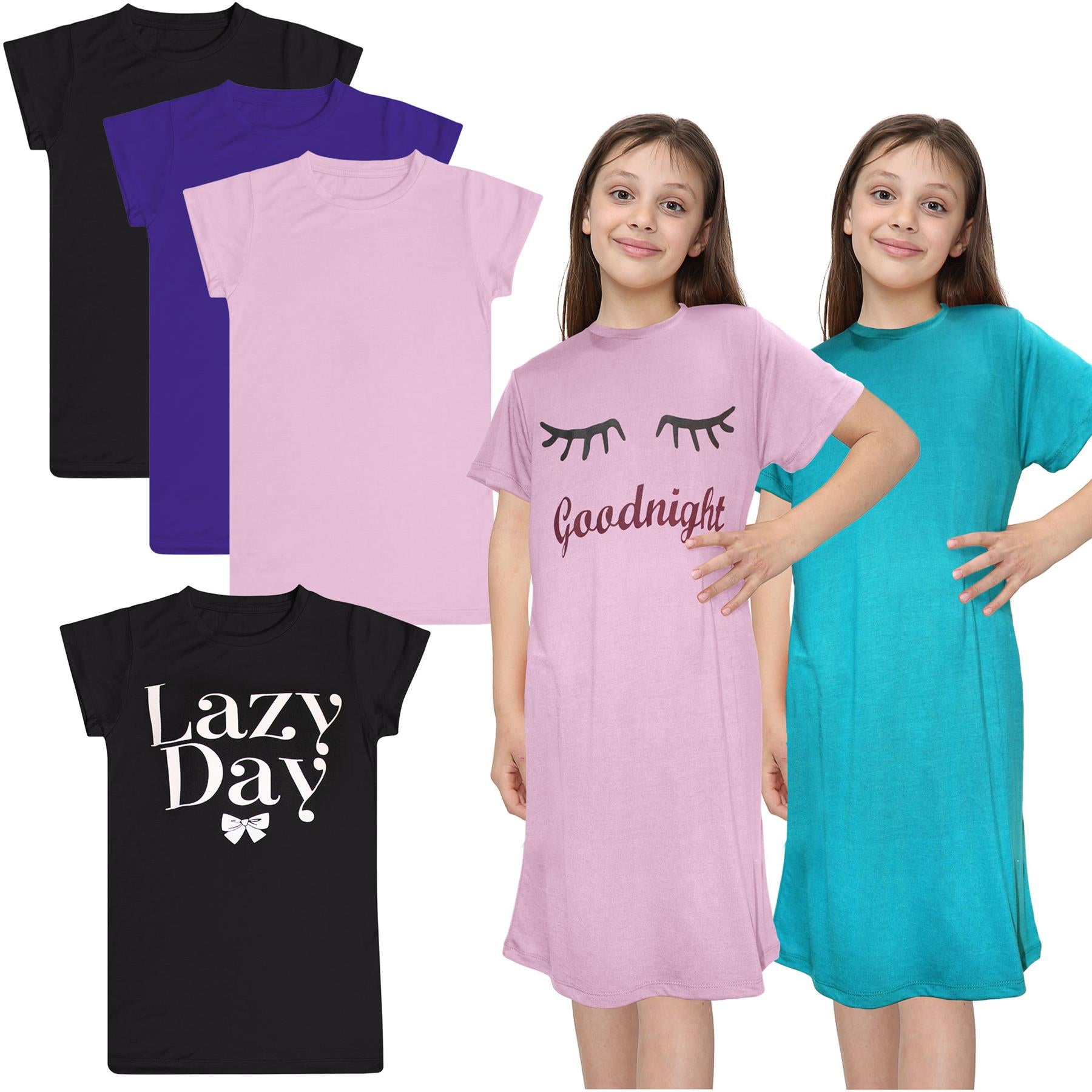 Kids Girls Night Dress Nightgown Sleepwear Nightie Short Sleeve Nightwear Nighty