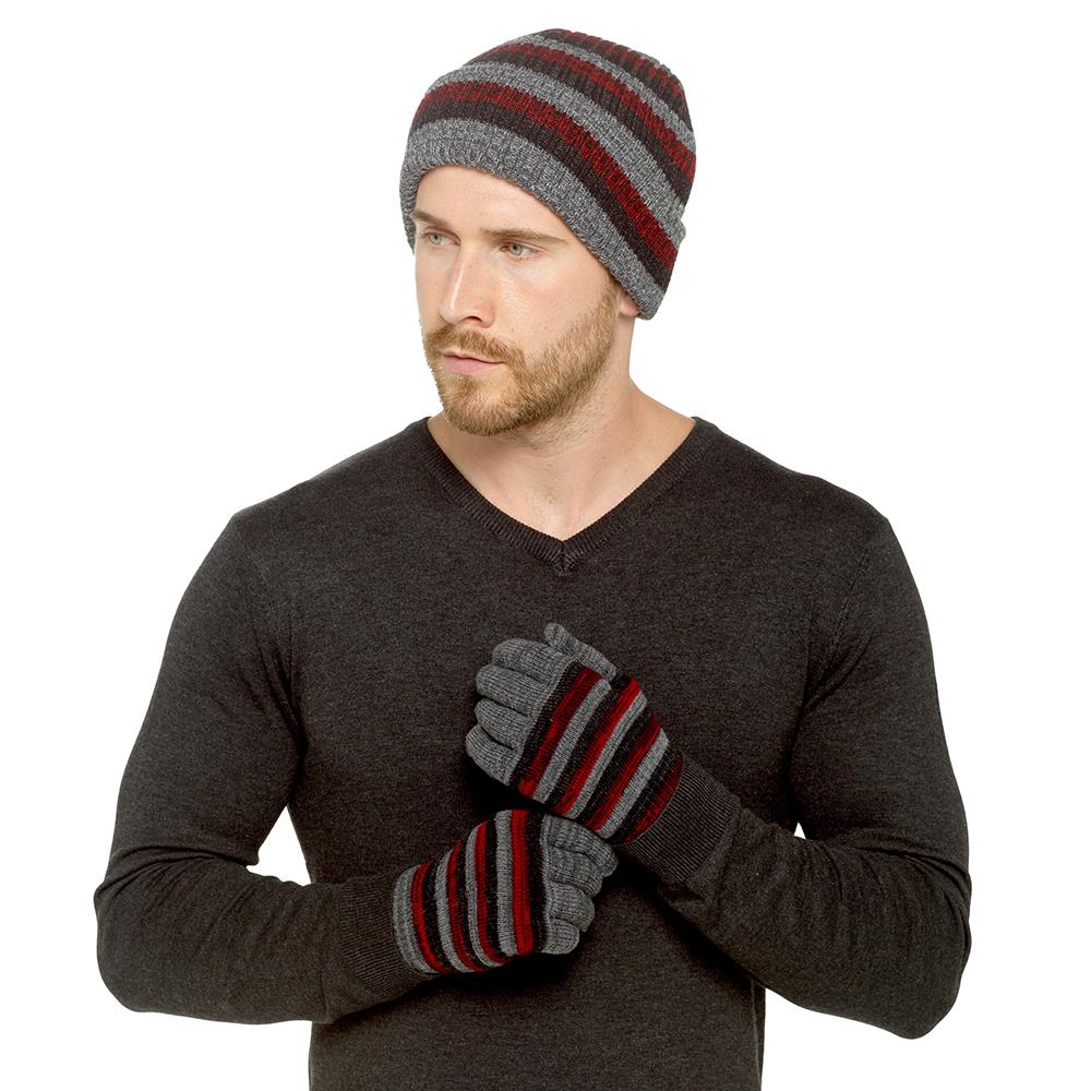 A2Z Mens Hat Gloves Set Cable Knitted Beanie Caps Winter Warm Stretchy Cozy Hats