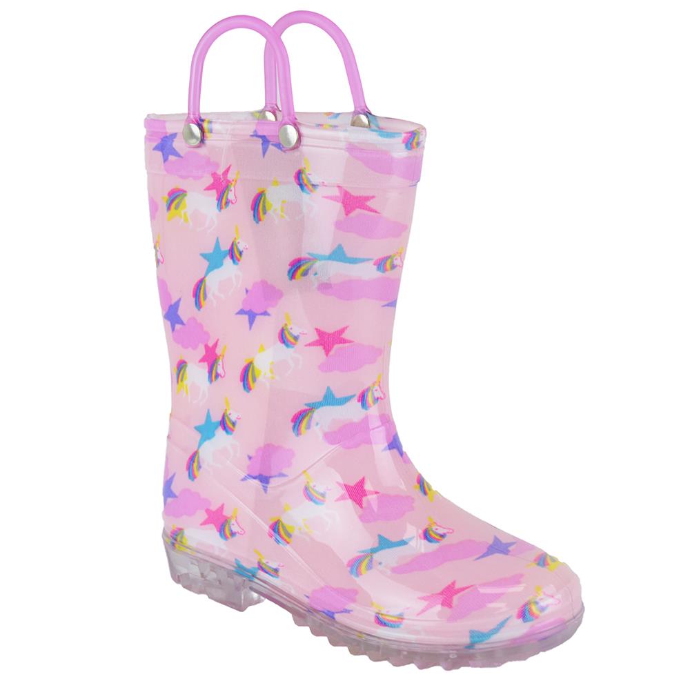 Kids Girls Rain Boot Anti-Skid Waterproof Rubber Wellies Carry Handles Snow Boot