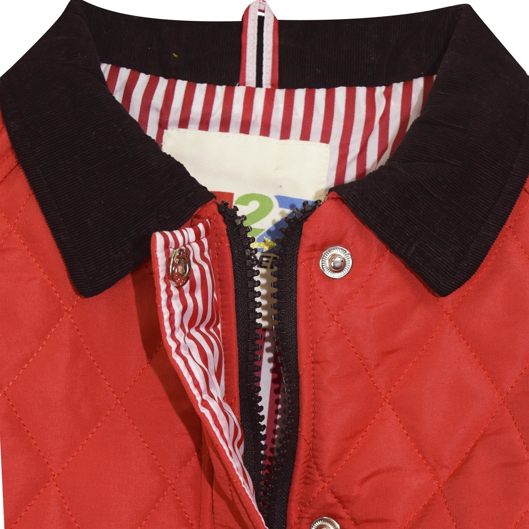 Kids Jacket Girls Quilted Padded Collar Buttoned Zipped Jacket Thick Coat 5-13 Y