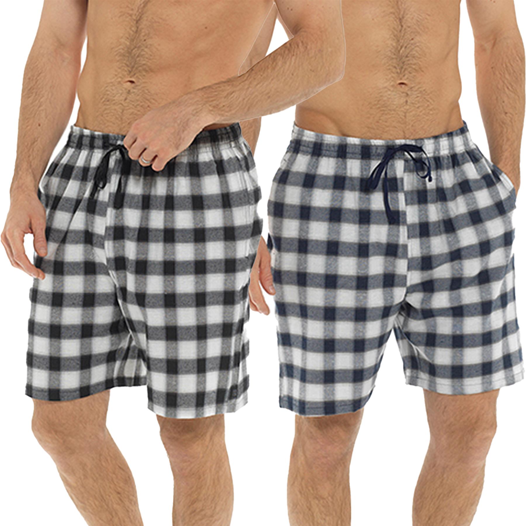 A2Z Mens Shorts Twins Pack Check Shorts Woven Pyjama Summer Beach Stretchy Short