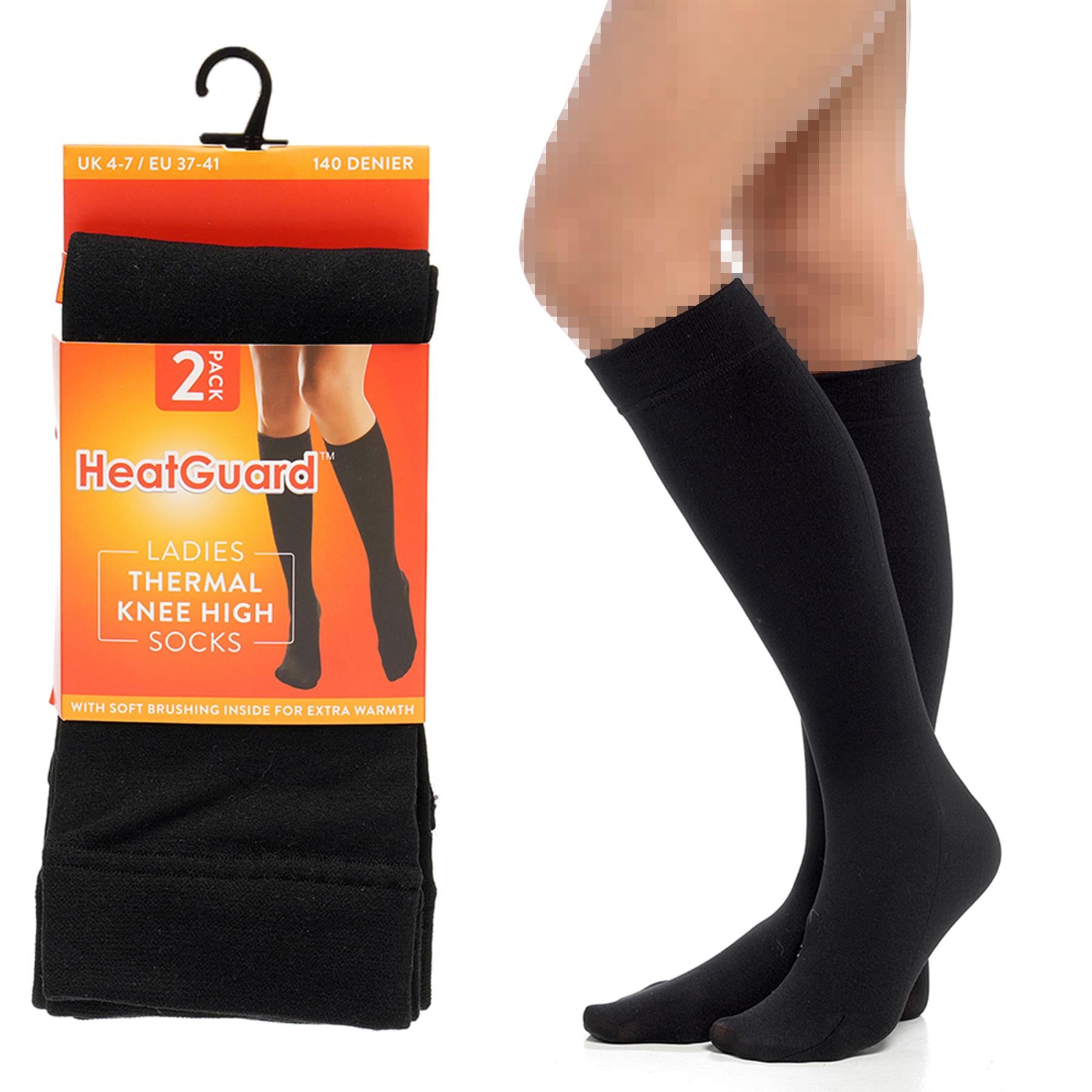 A2Z 2 Pack Ladies Thermal Knee Length Socks Comfort 140 Denier Winter Warm Socks