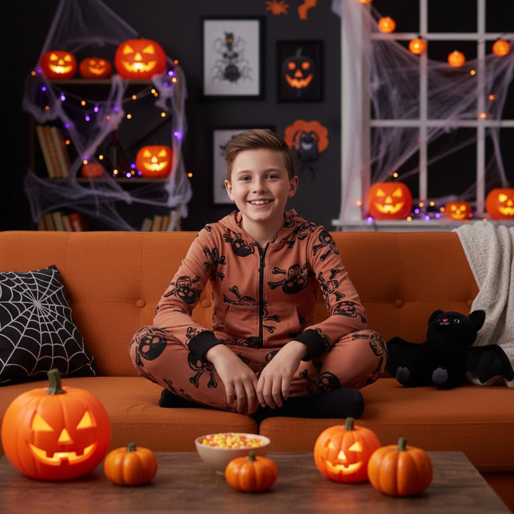 Kids Girls Boys One Piece Halloween Print Onesie