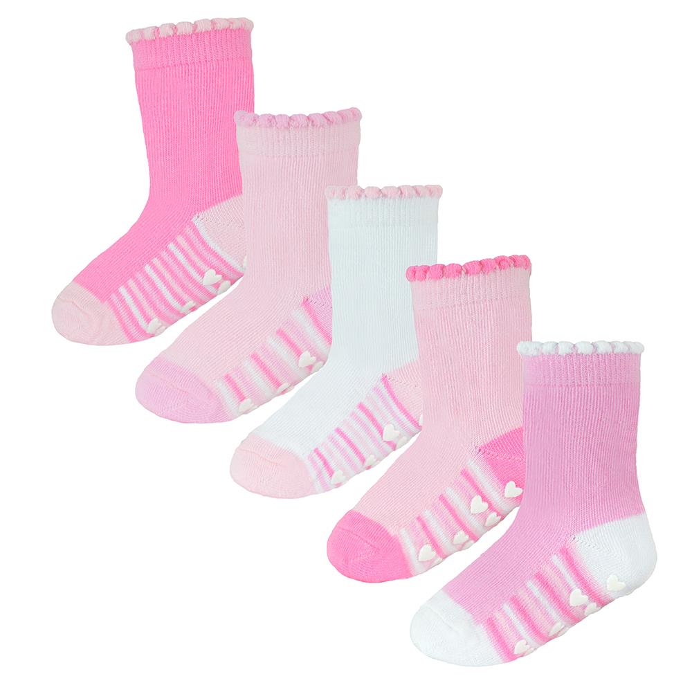 Infant Baby Boys Heel and Toe Socks With Gripper Pack of 5 Kids Newborn Socks