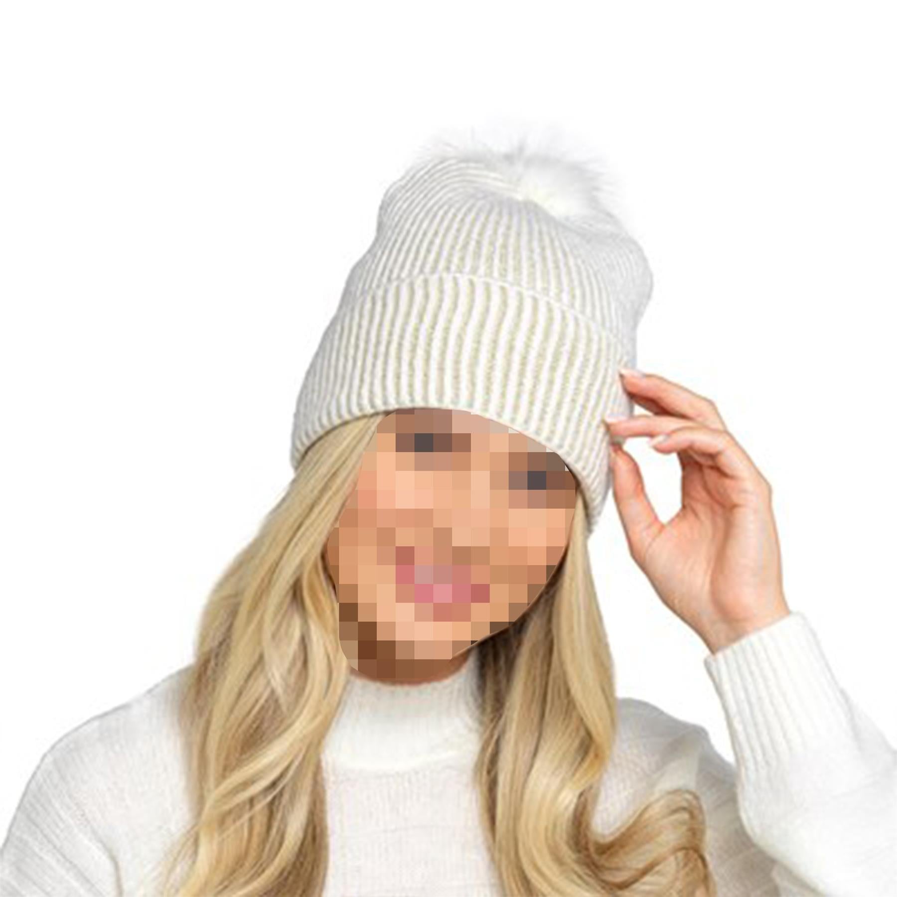 A2Z Ladies Hat Soft Knit Ribbed Beanie Pom Pom Stretchy Winter Warm Cozy Hats