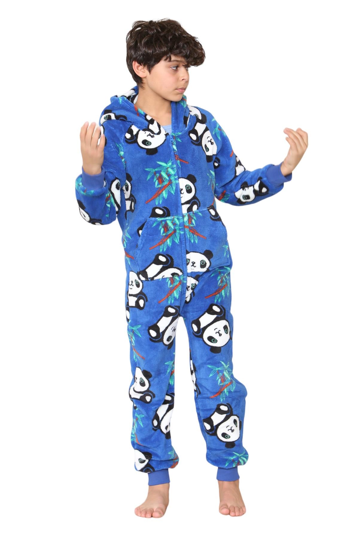 Kids Fleece A2Z Onesie One Piece Pyjamas Panda Print Sleepsuit For Boys Girls