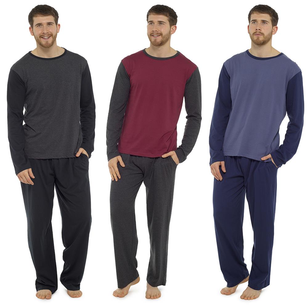 A2Z Mens Pyjama Cotton Jersey Long Sleeve T-Shirt PJS Pyjamas 2 Pieces Top Set