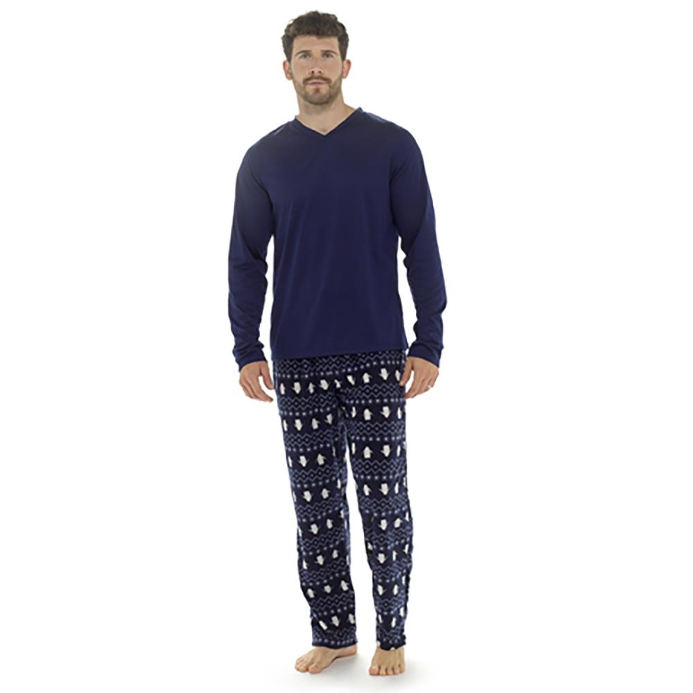 A2Z Mens Pyjama Jersey Top Fleece Bottoms Pyjama Sets 2 Piece Nightwear Top Set