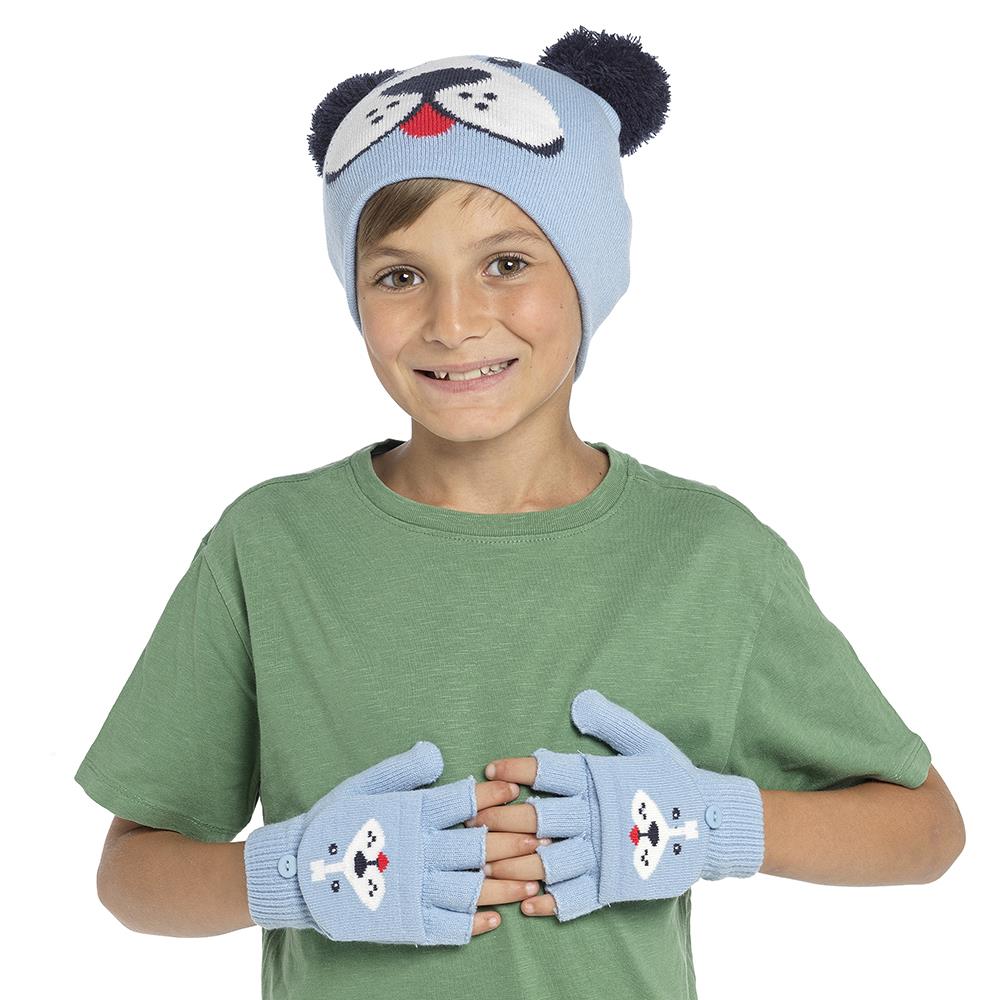 A2Z 4 Kids Dog Animal Hat Gloves Set Comfortable Winter Warm Mitten Gloves Sets