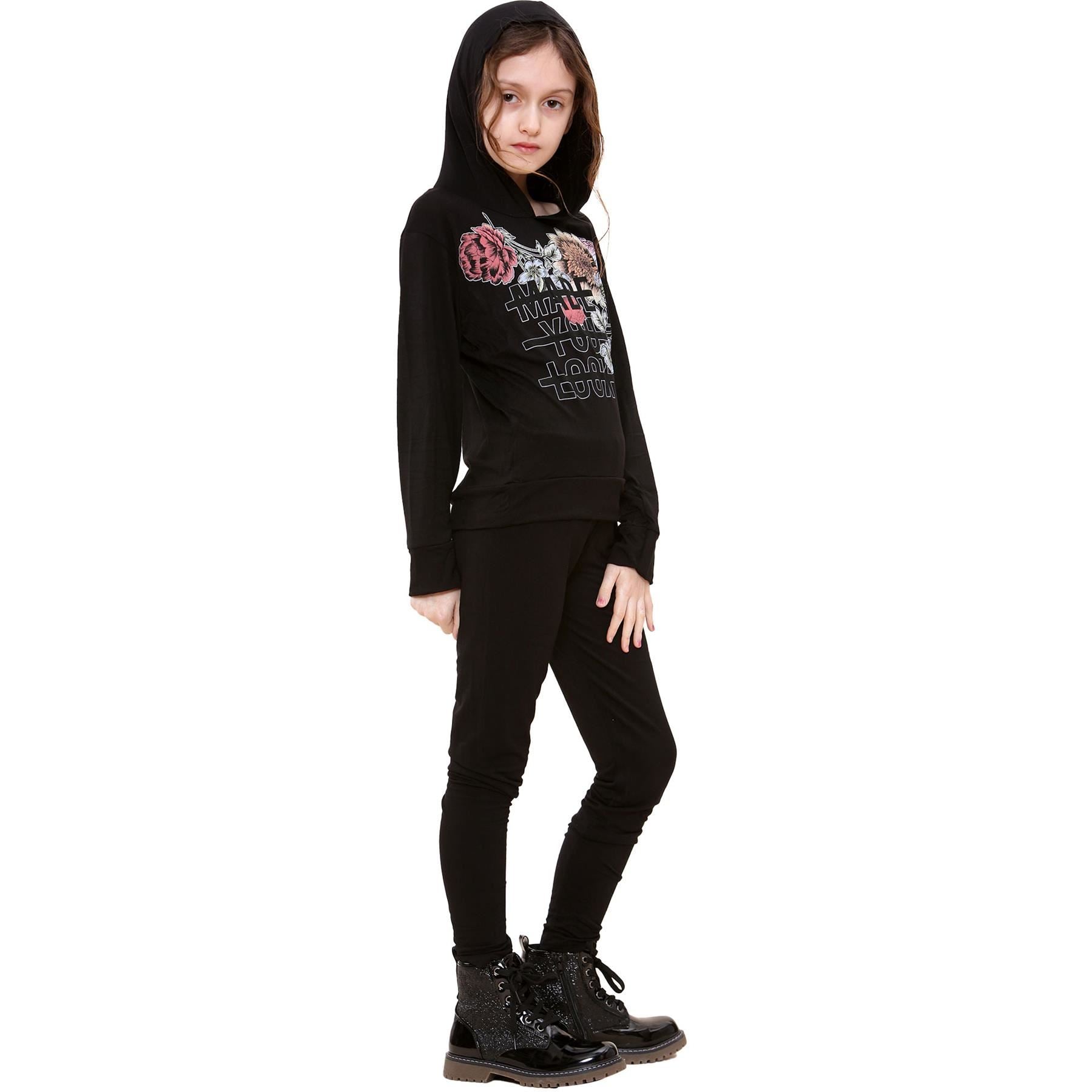 Kids Girls Made You Look Print Hooded Top & Legging Set