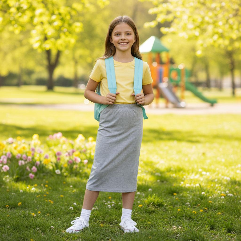 Girls Maxi Skirt Soft Stretch Viscose Skirt Comfy School Wear For Age 5-13 Year