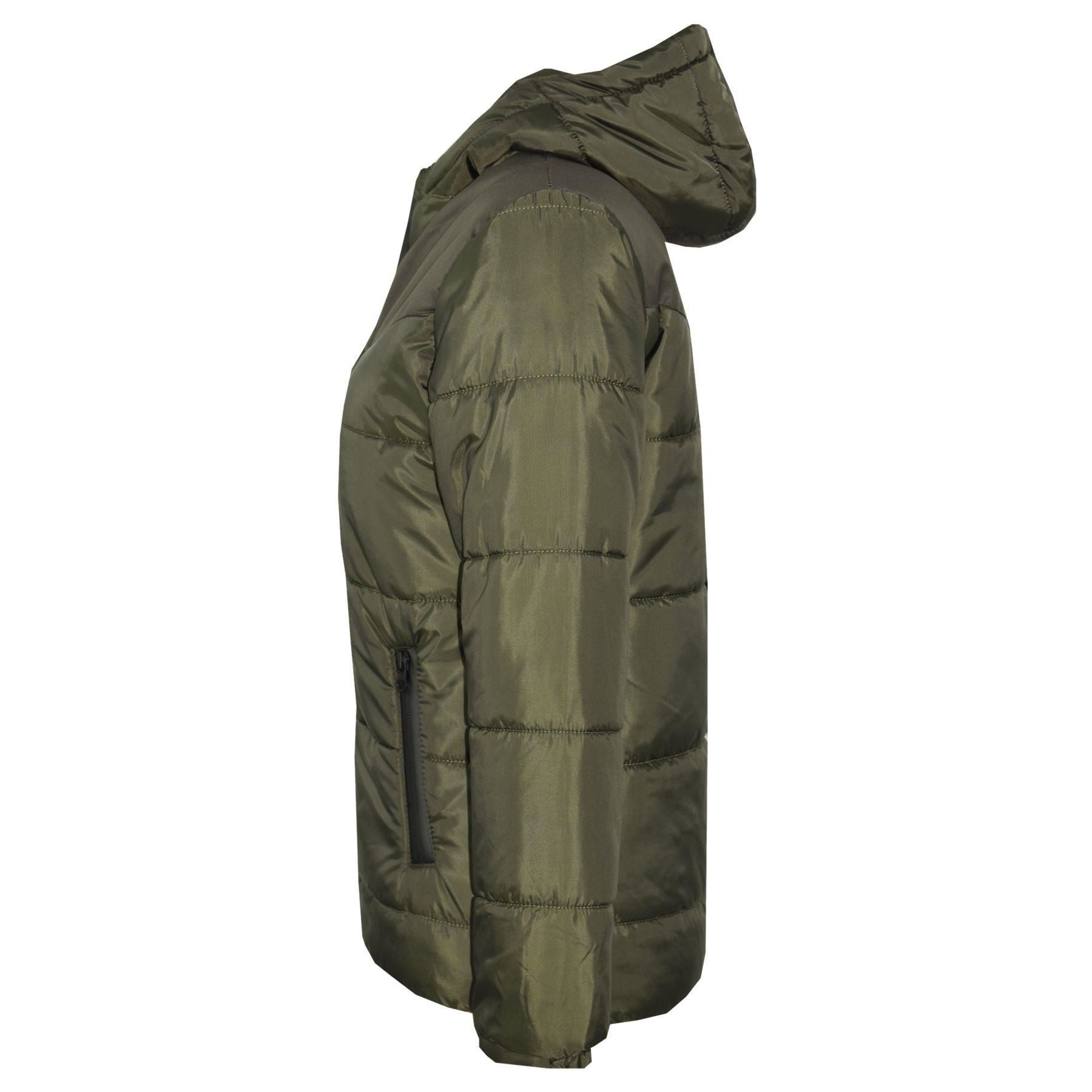 Kids Unisex Jacket Padded Olive Puffer Hooded Zipped Coat Warm Thick Coats