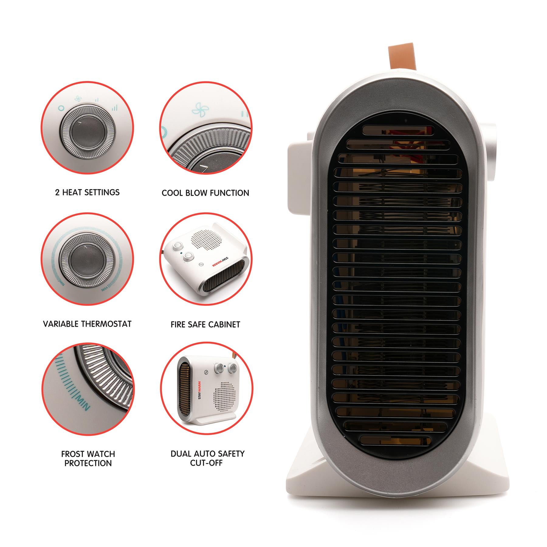 2000w Deluxe Upright and Flatbed Fan Heater with 2 Heat Settings/Cool Blow Fan