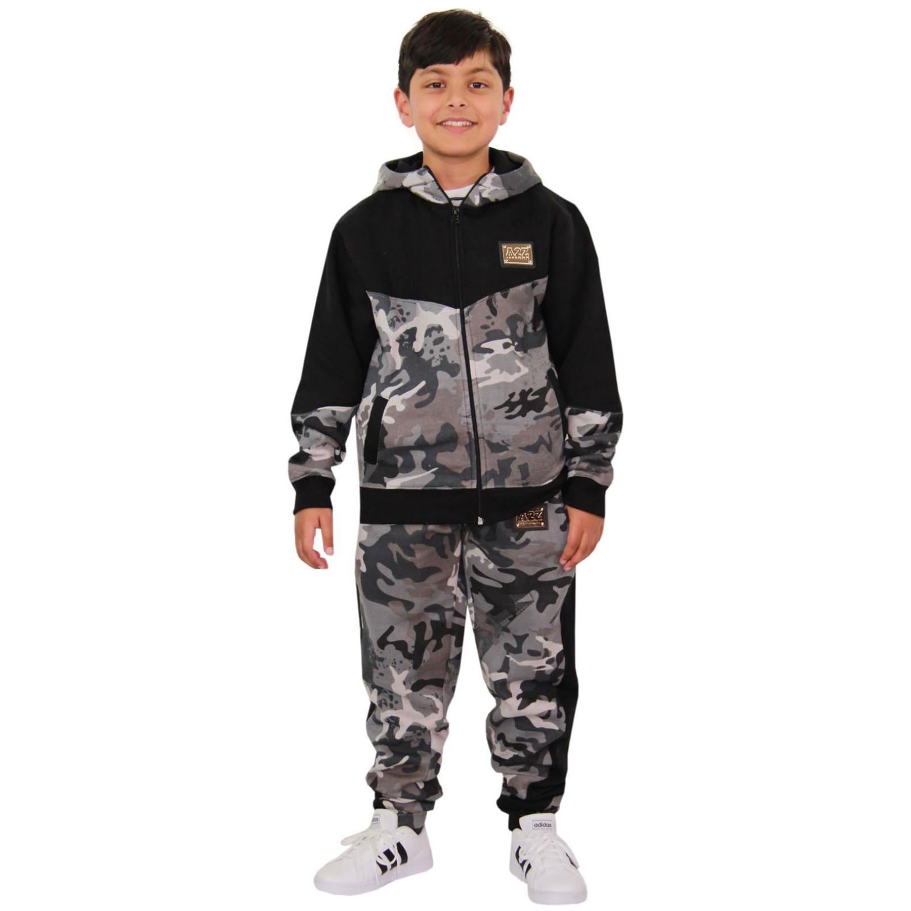 Boys Girls Tracksuit Fleece Hoodie Top Joggers Bottom Suit Set Age 2-13 years