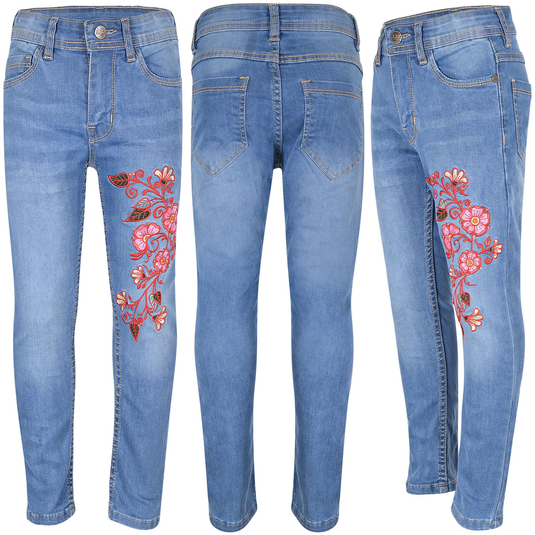 Kids Girls Embroidered Stretchy Denim Jeans