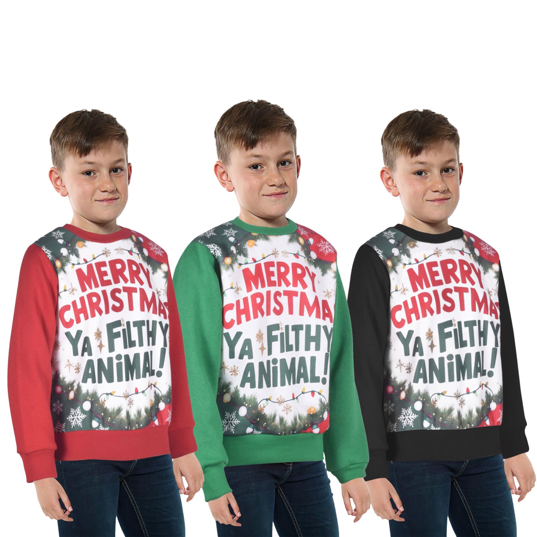 Kids Girls Boys Merry Christmas Ya Filthy Animal Jumper Hoodies Xmas Sweatshirts