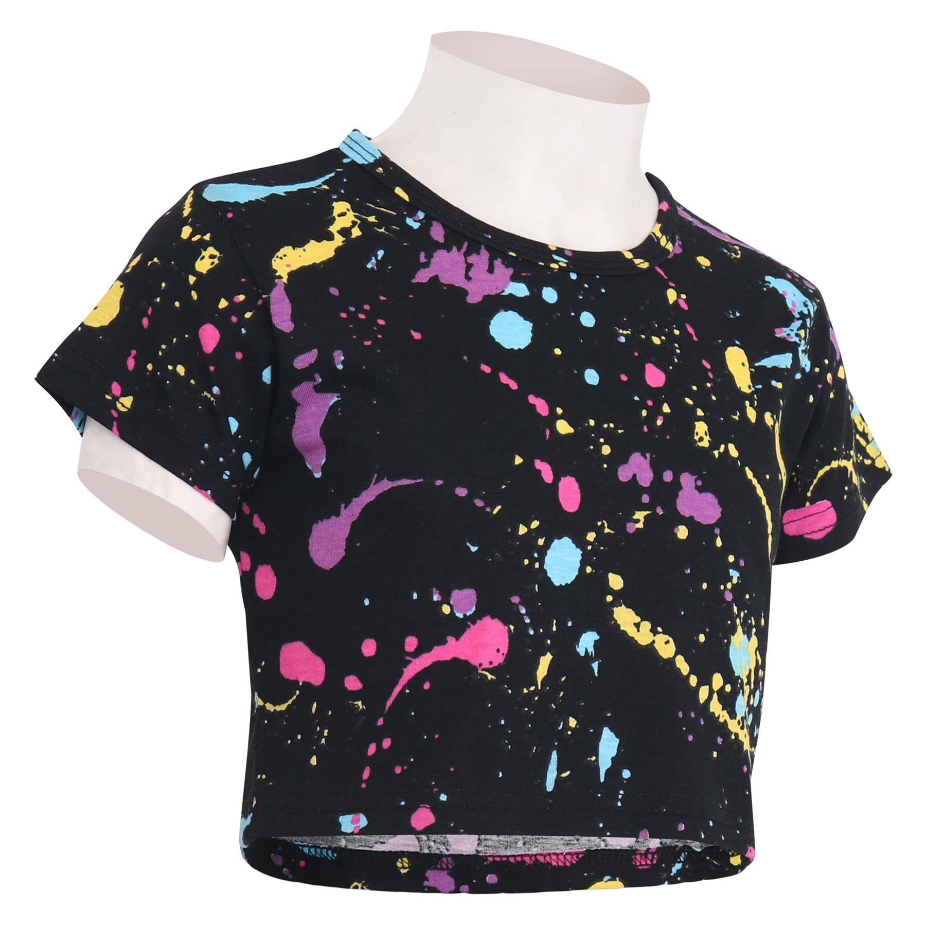 Kids Girls Top Tops Splash Print Stylish Fahsion Trendy T Shirt Crop Top 5-13 Yr