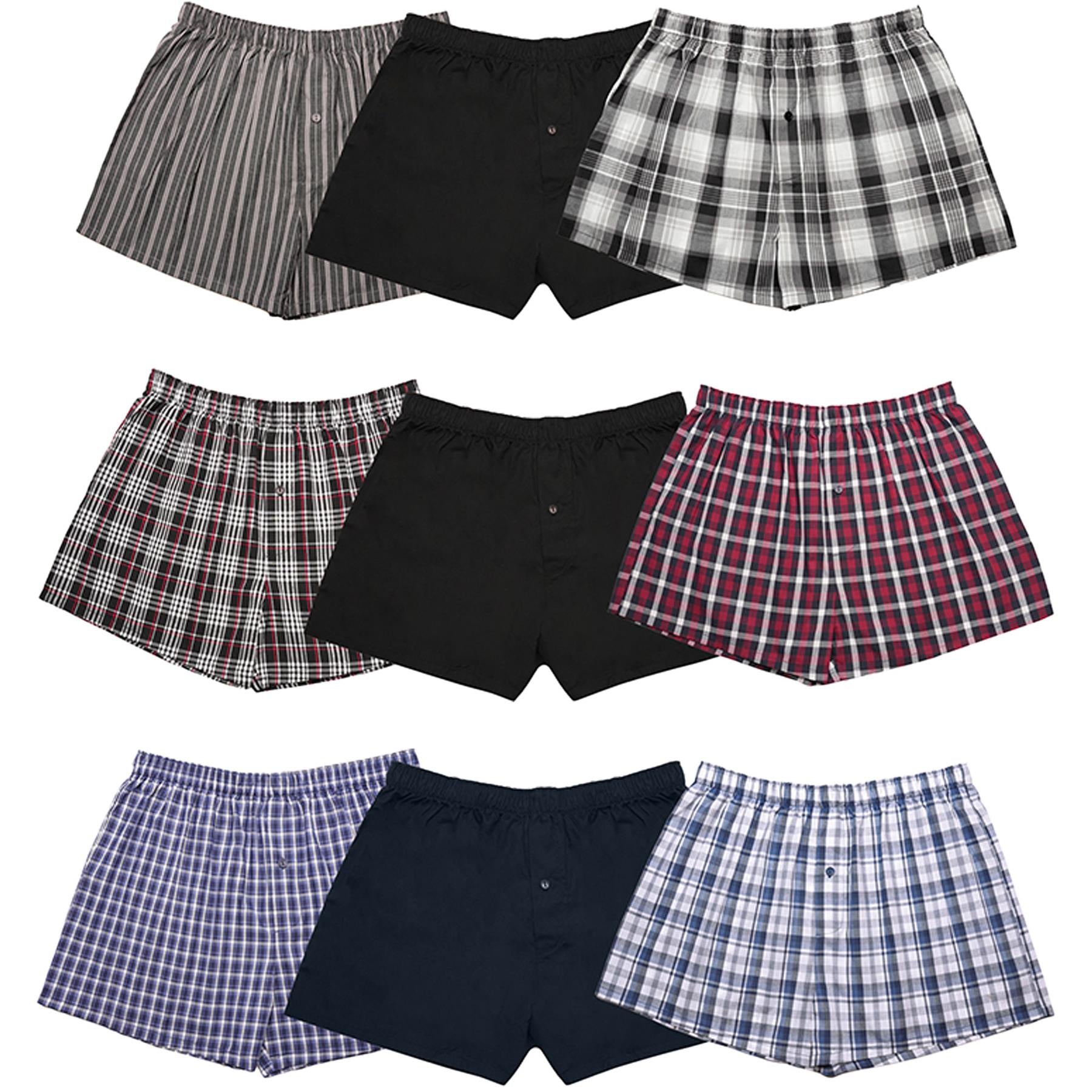 Mens Check Woven Boxer Shorts Underwear Pack Of 3 Knickers Elasticated Waistband