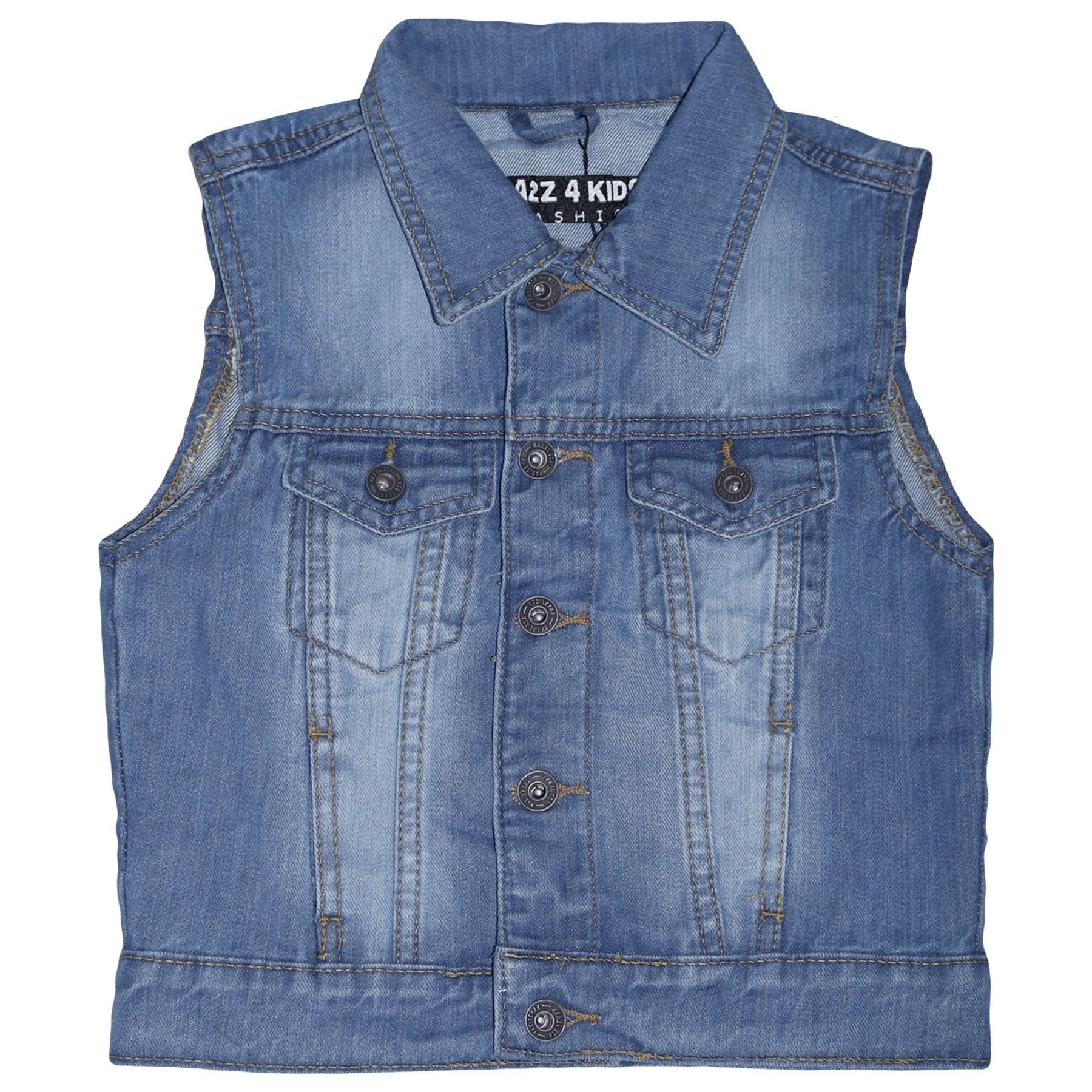 Kids Boys Denim Jacket Jeans Gilet Faded Sleeveless Coats Age 3-13 Years