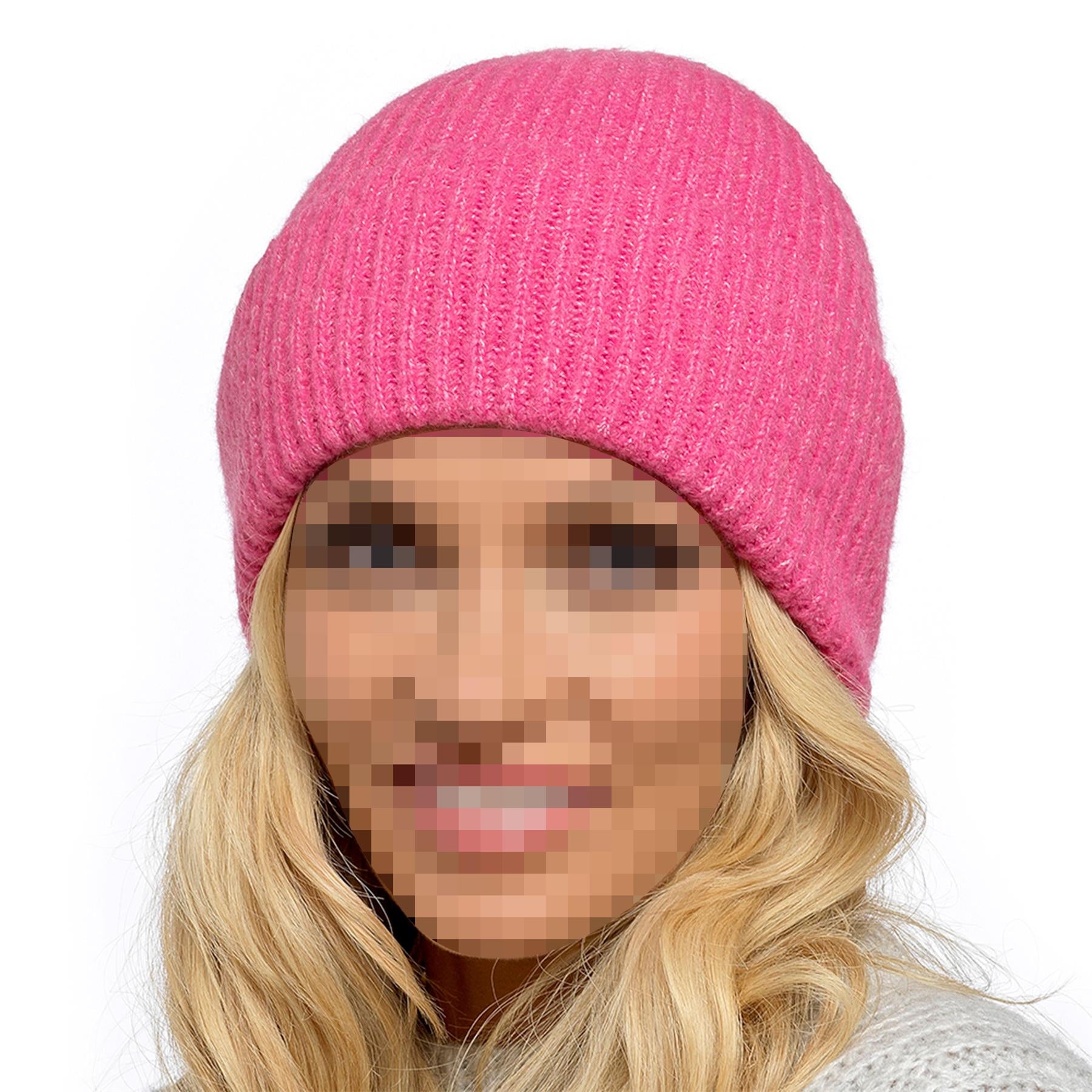 A2Z Ladies Hat Ribbed Knitted Turn Up Beanie Stretchy Soft Feel Winter Warm Caps