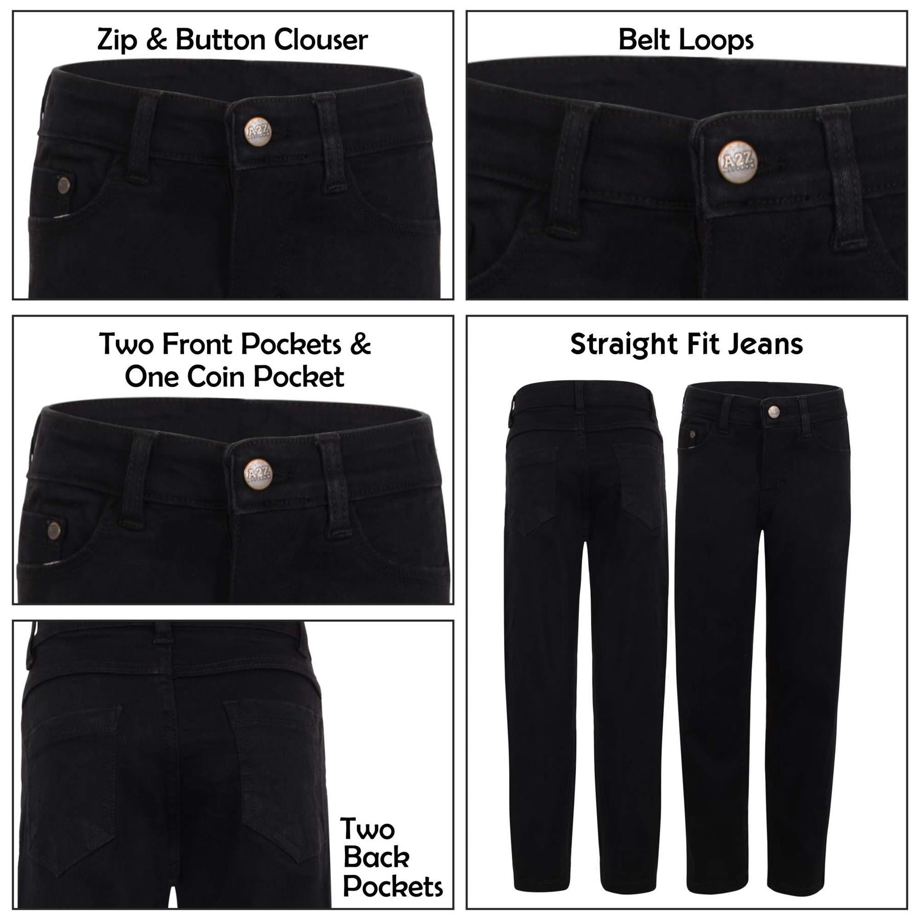 Kids Boys Relaxed Straight Fit Boot Cut Jet Black Jeans