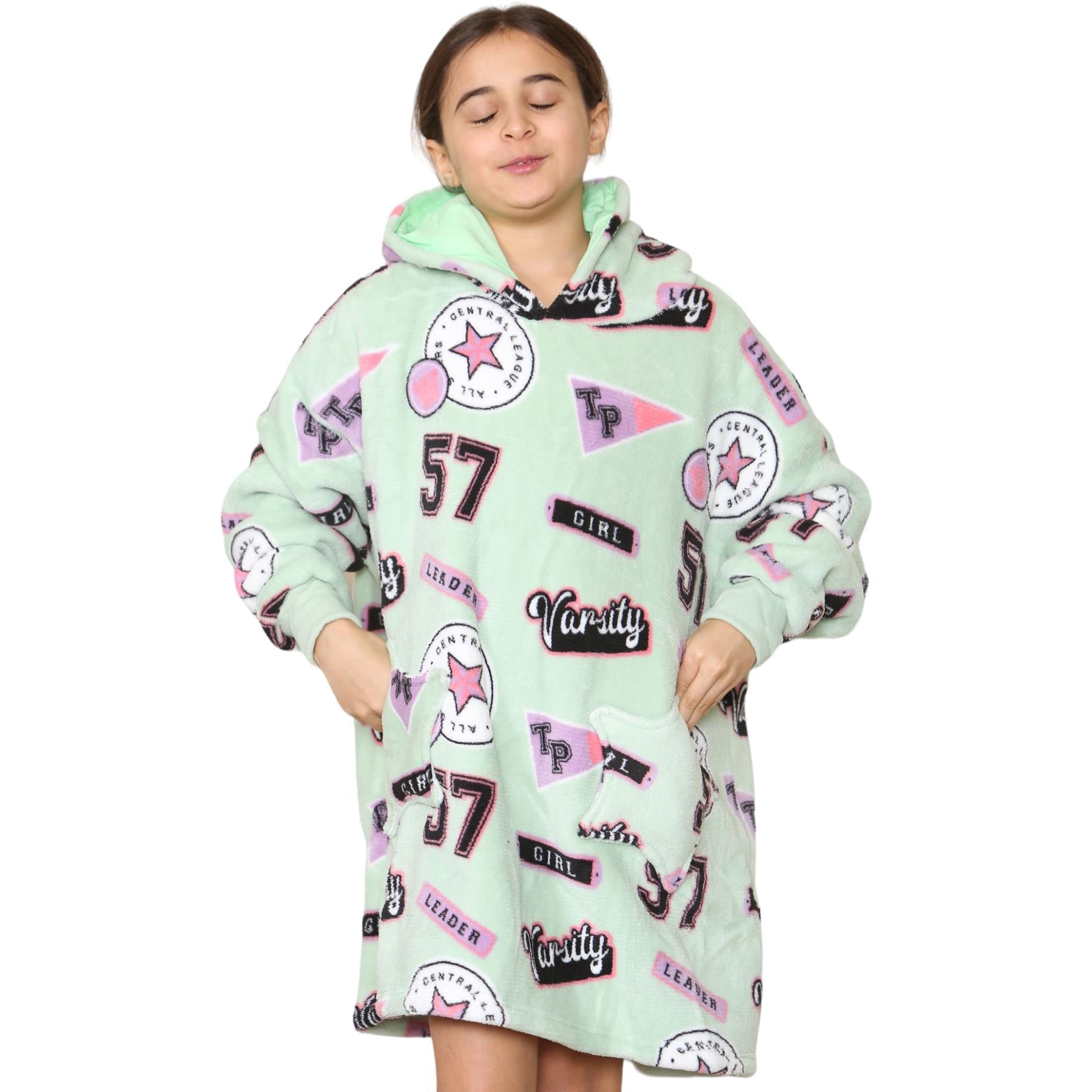 Kids Girls Boys Ultra Soft Oversized Hoodie Snuggle Plush Sherpa Fleece Lining