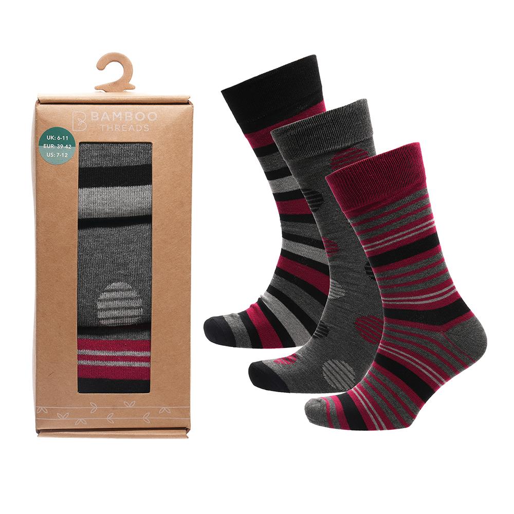 A2Z Mens 3 Pack Socks Gift Box Soft Argyle and Striped Designs Breathable Socks