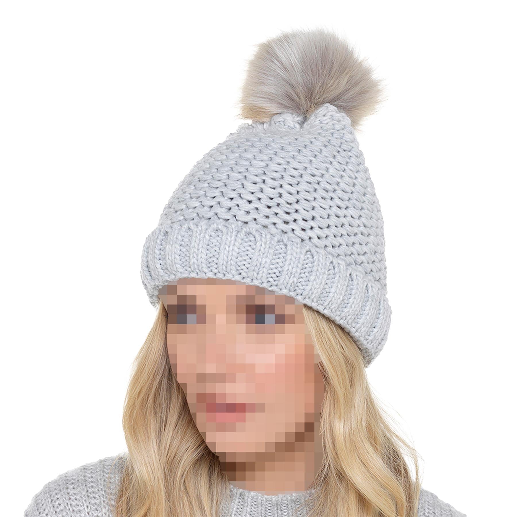 A2Z Ladies Hat Chunky Knit Beanie Bobble Pom Pom Stylish Winter Warm Cozy Hats