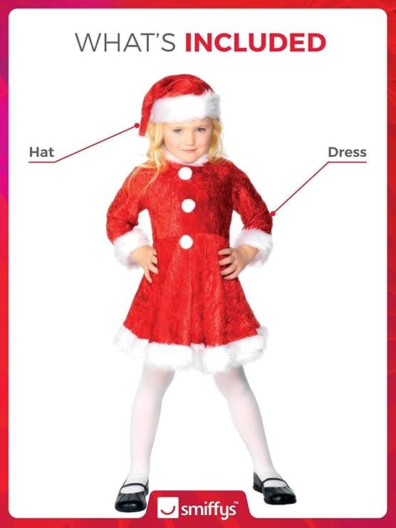 Kids Girls Cute Mini Miss Santa Claus Christmas Party Fancy Dress Plush Costume