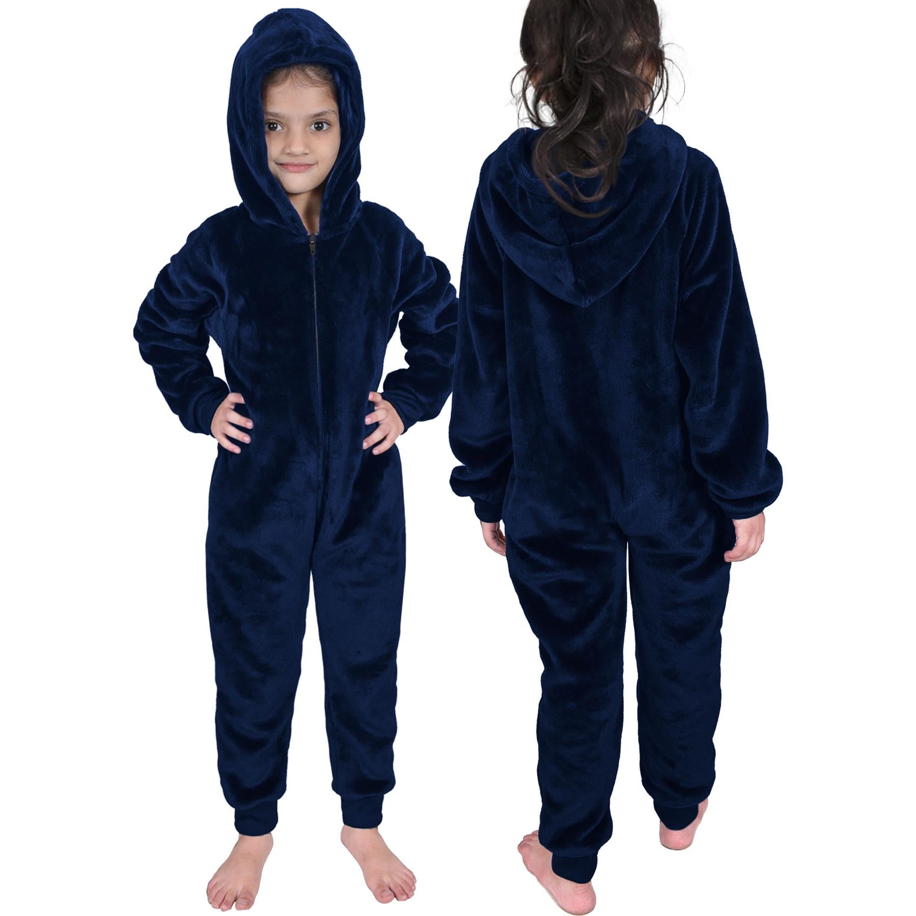 A2Z 4 Kids Girls Boys Plain Fleece Hooded Onesie Soft Comfortable for Children