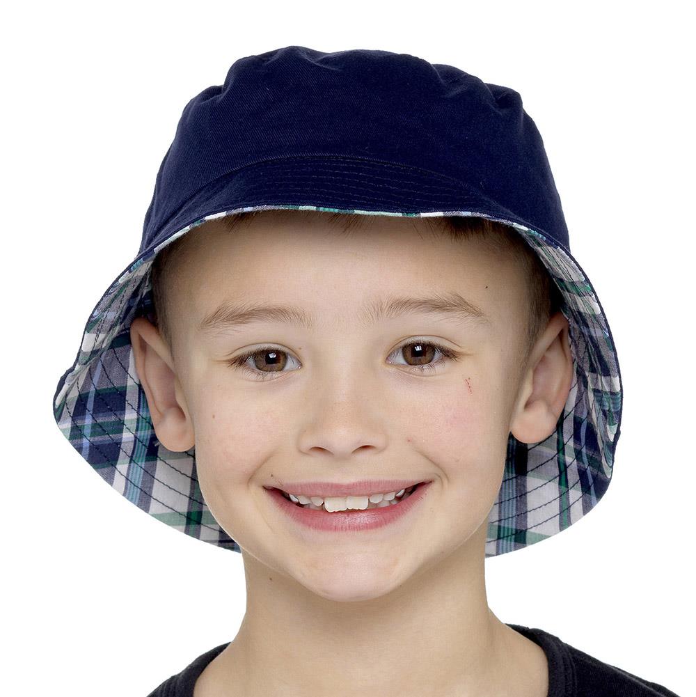 Kids Reversible Bucket Hat Summer Foldable Cotton Sun Protection Hiking Hat