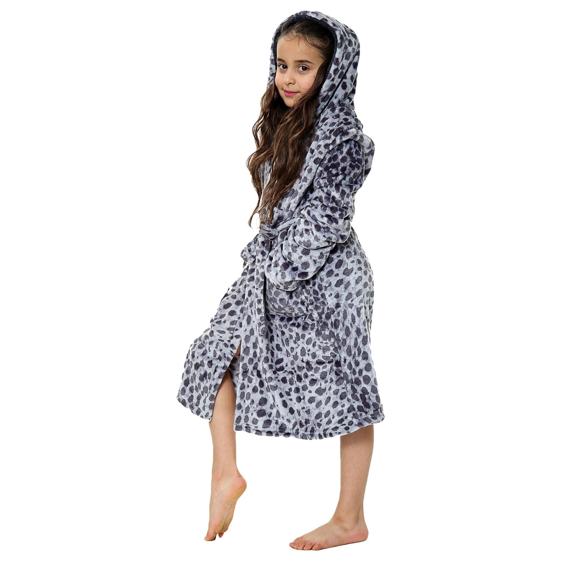 A2Z 4 Kids Soft Leopard Print Bathrobe Dressing Gown