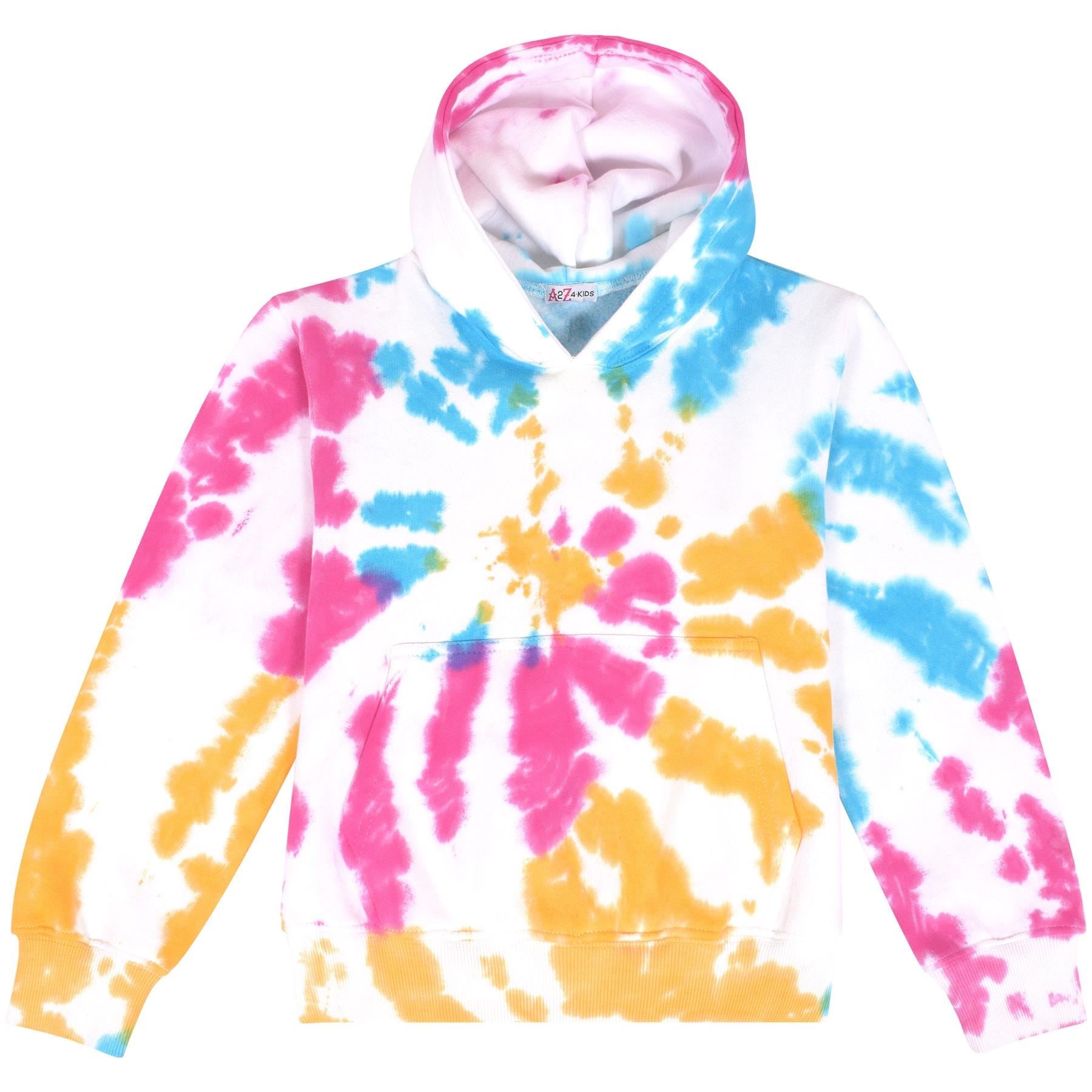 Kids Girls Sweat Shirt Tops Tie Dye Multi Hooded Jumpers Hoodies Age 5-13 Years