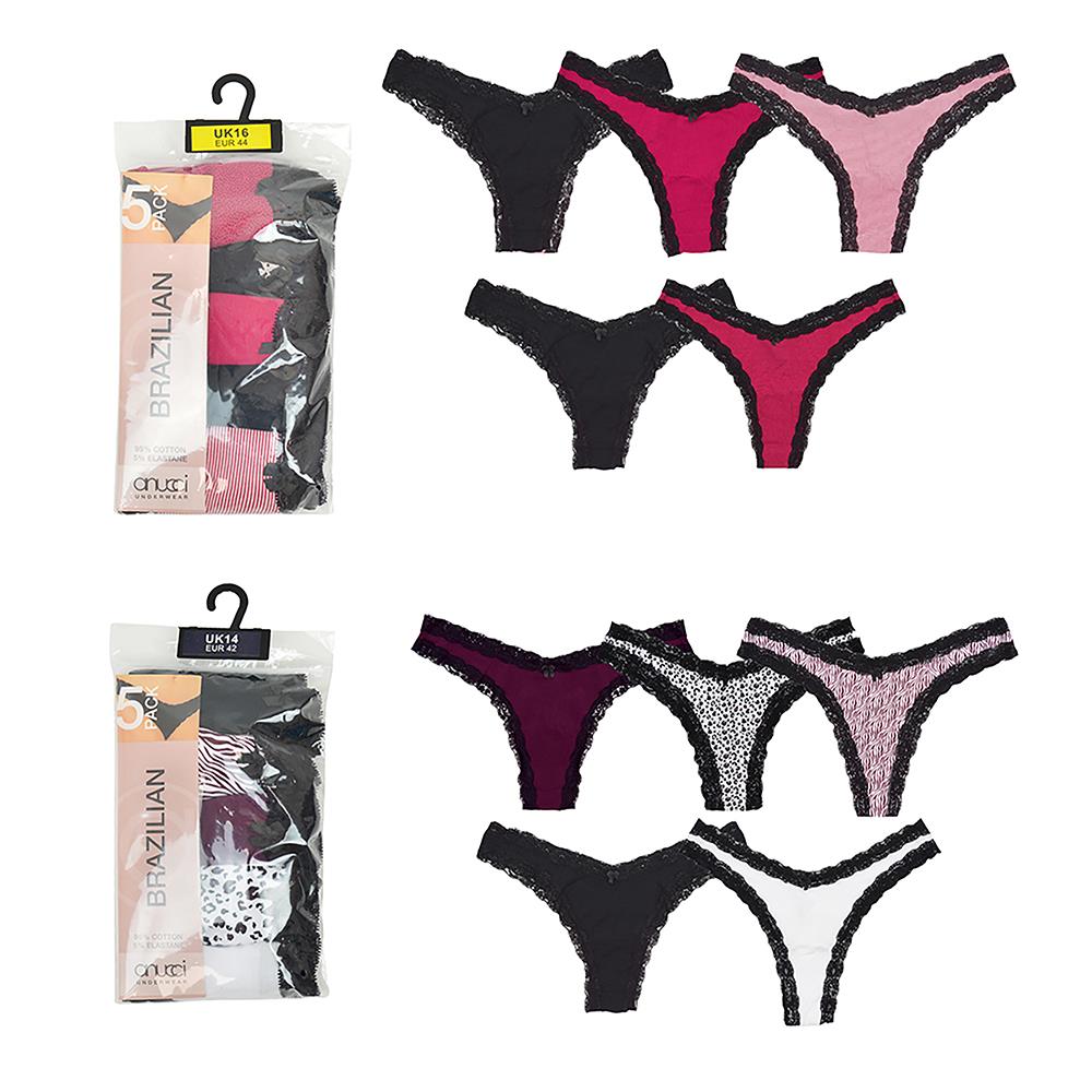 A2Z 5 Pack Ladies Briefs Animal High Leg Brazilian Women Cotton Knickers Brief