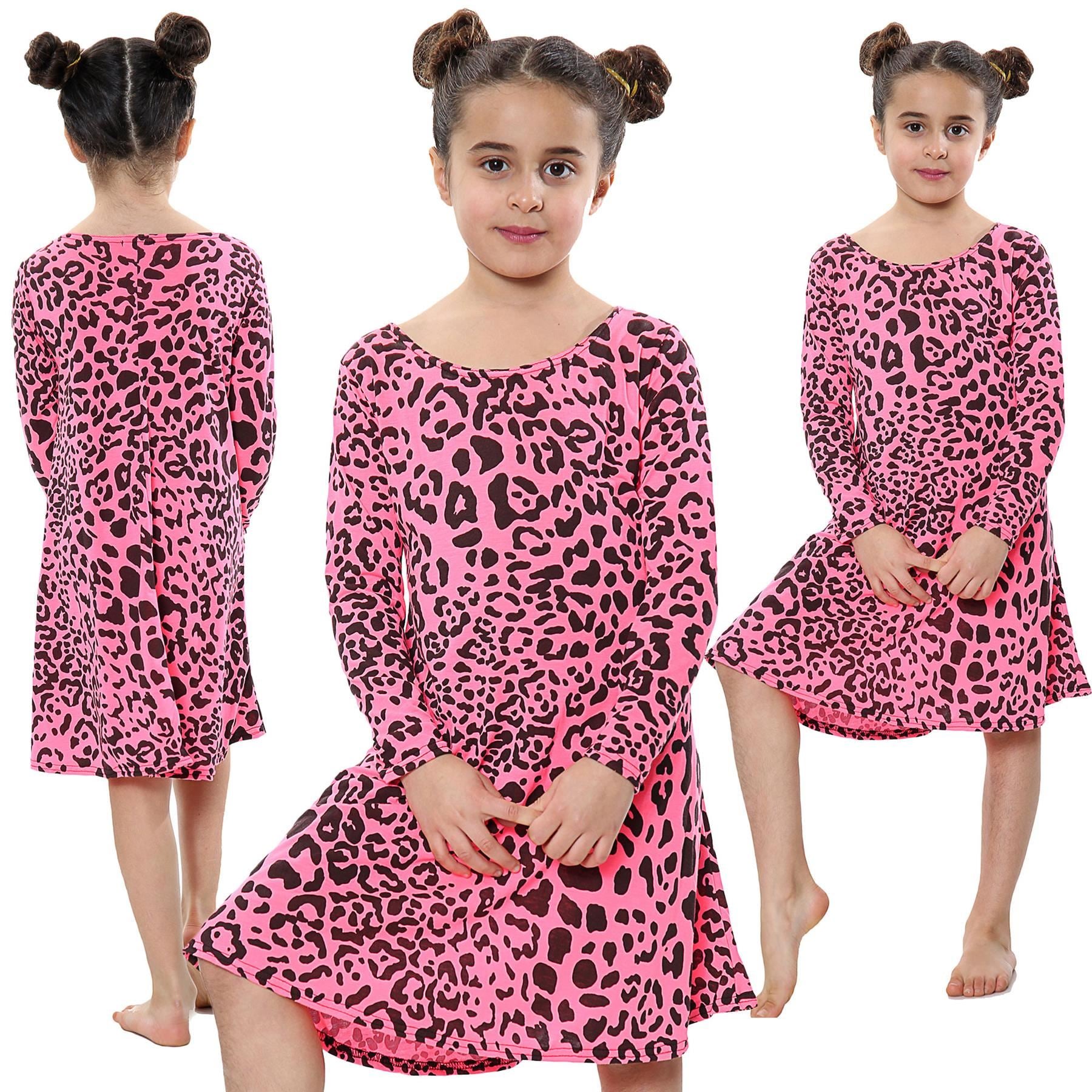 Kids Girls Swing Dresses Spicy Tartan Dog Tooth Print Fashion Dresses 3-13 Years