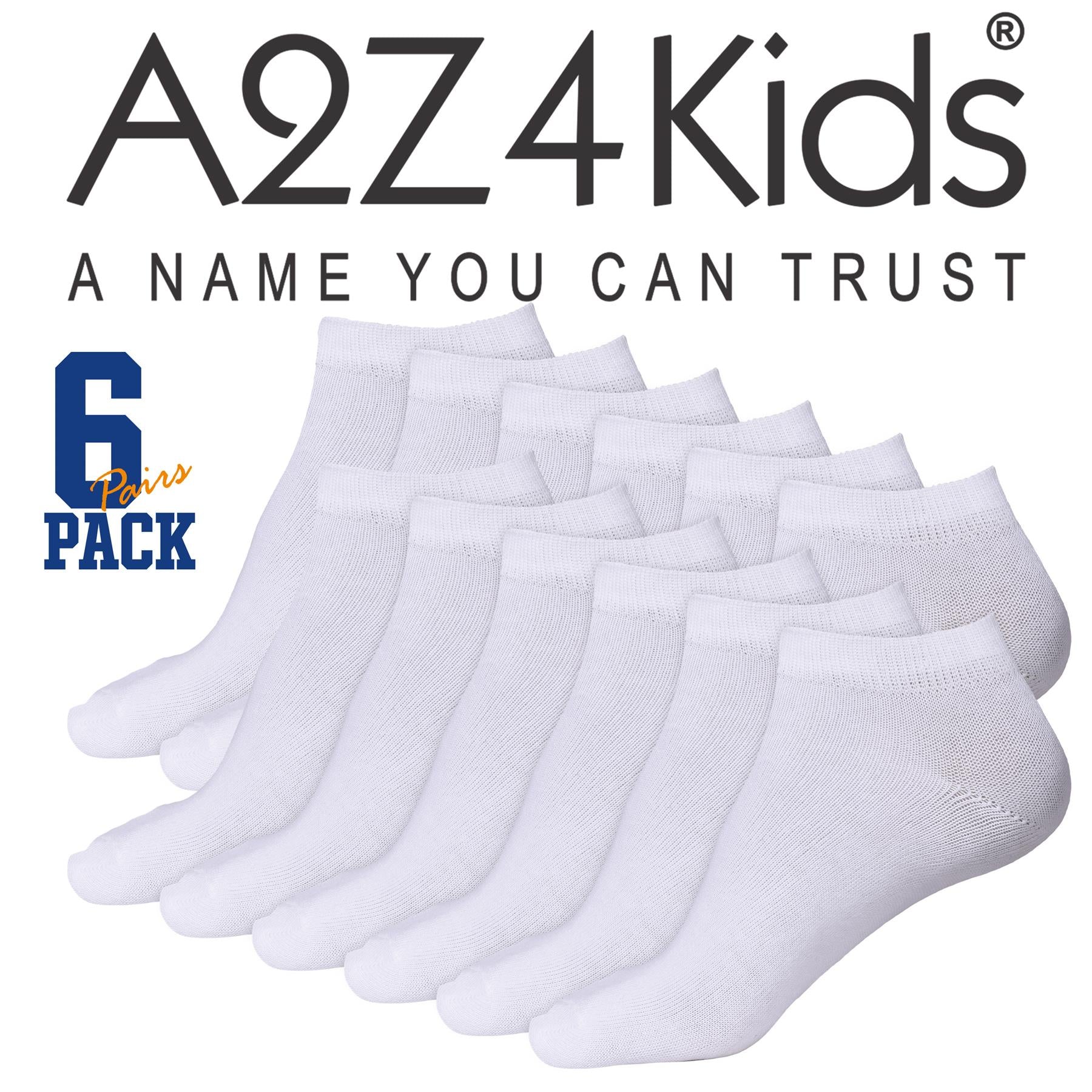 Kids 6 Pack Girls Boys Plain Trainer No Show Socks Cotton School Low Cut Socks