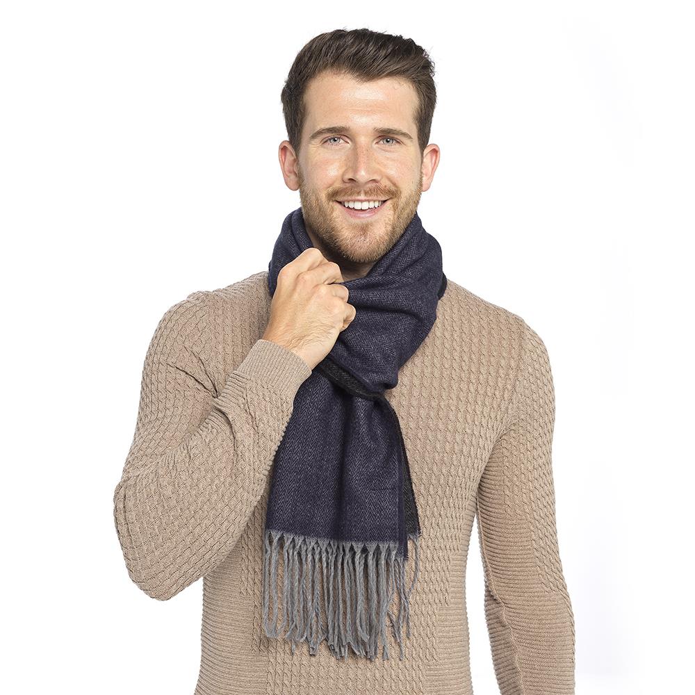 Men's Scarf Reversible Brushed Blanket Gents Scarve with Tassel Warm Wrap Shawl