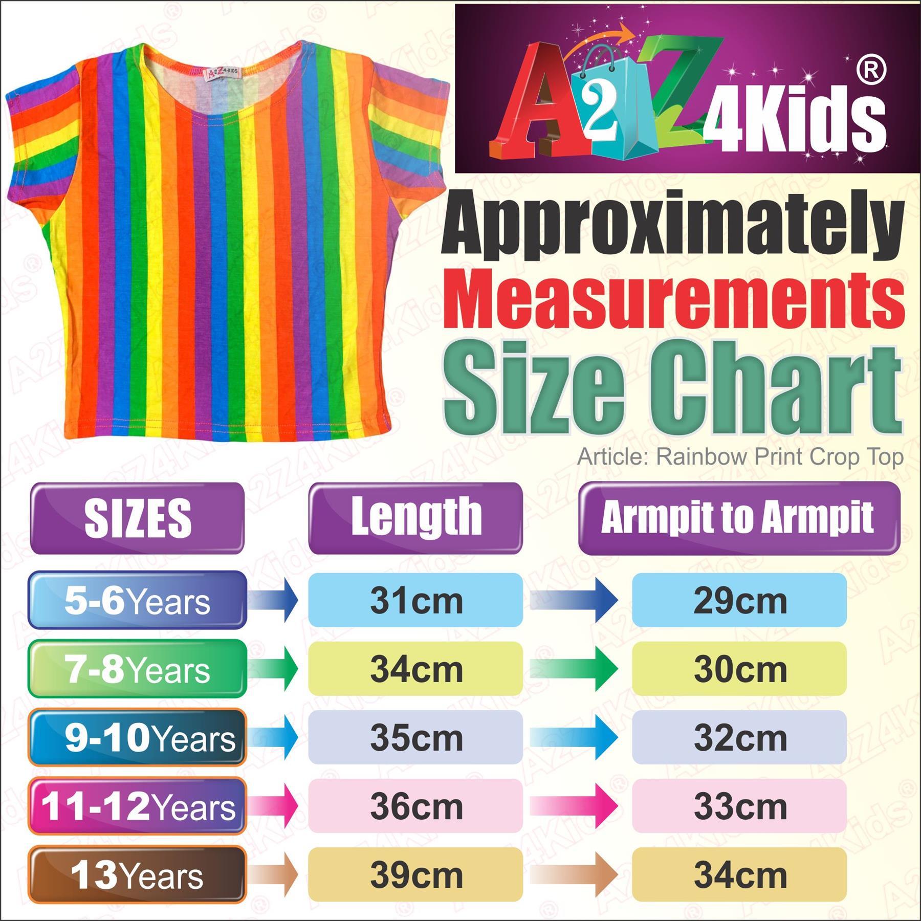 A2Z 4 Kids Girls Rainbow Short Sleeve Stretch Summer T-Shirt Crop Top 5-13 Years