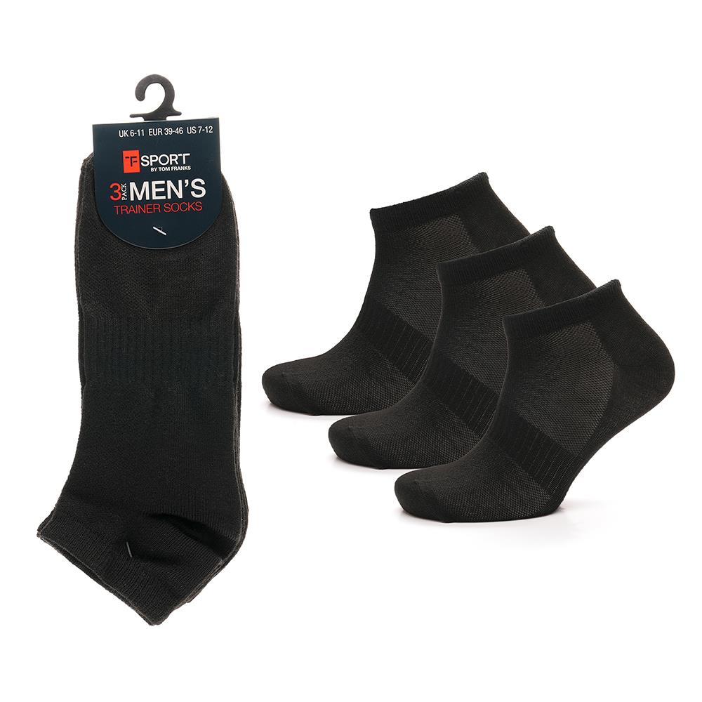 A2Z Mens 3 Pack Trainer Socks Black White Low Cut Sports with Arch Support Mesh