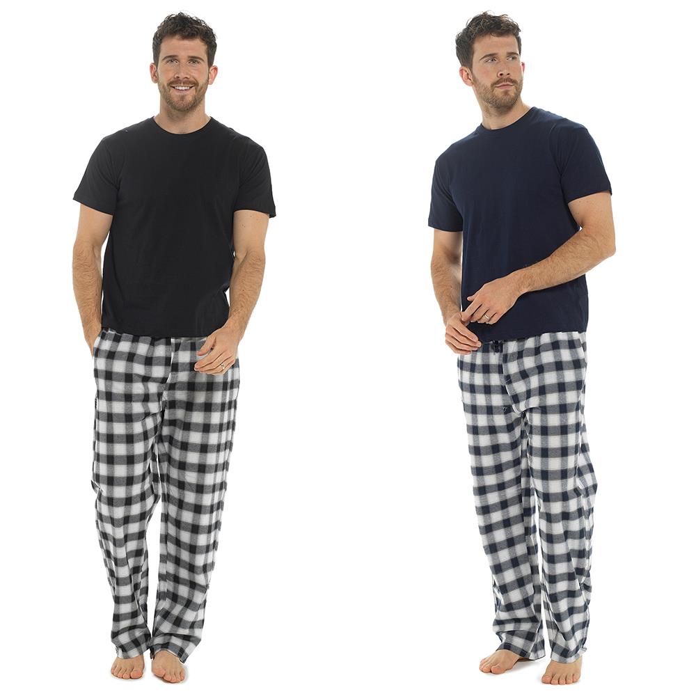 A2Z Mens Pyjama Jersey Short Sleeve T-Shirt Woven Check Pant Pyjamas 2 Piece Set