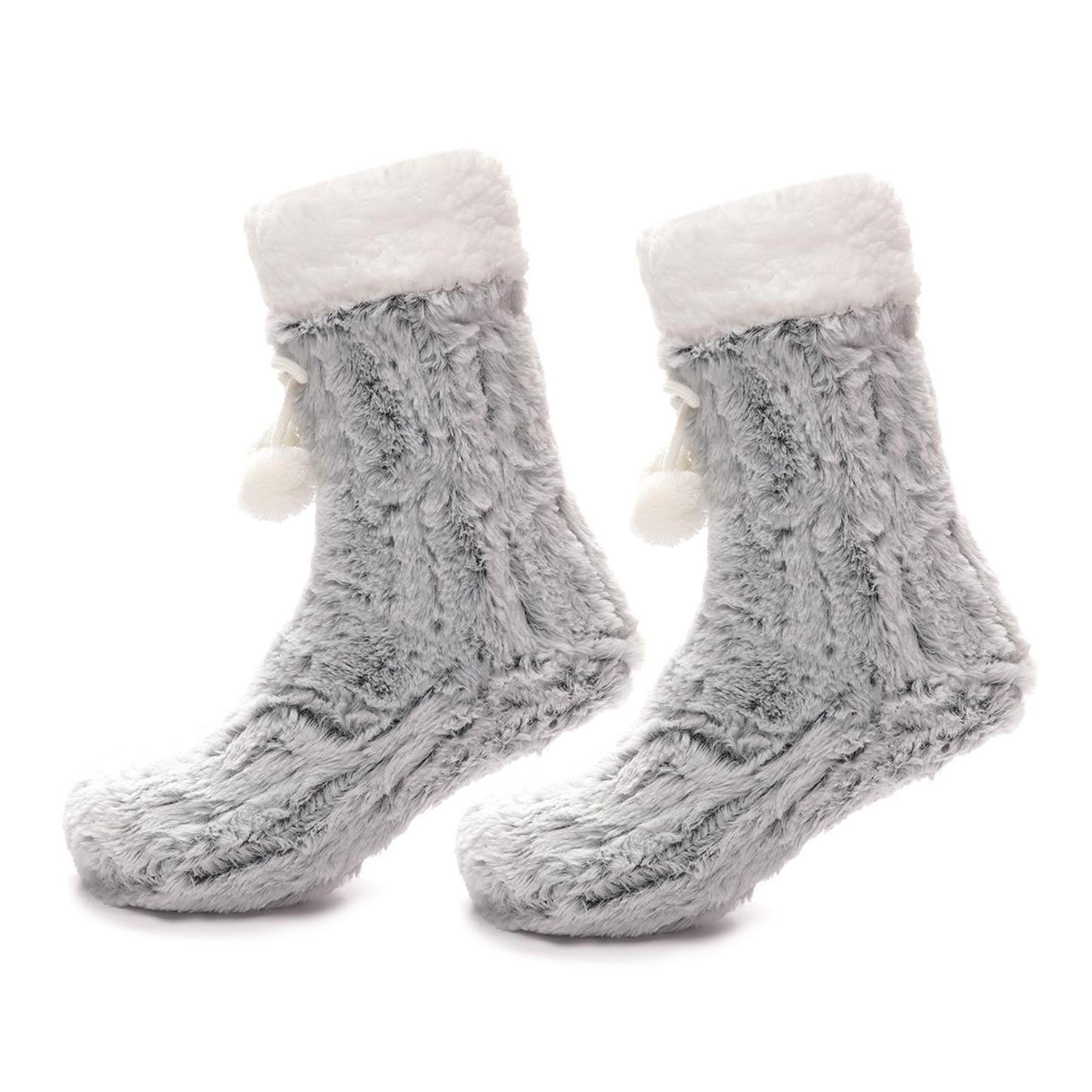 A2Z Ladies Furry Loung Socks Sherpa Lining Pompom Comfort Soft Fuzzy Socks