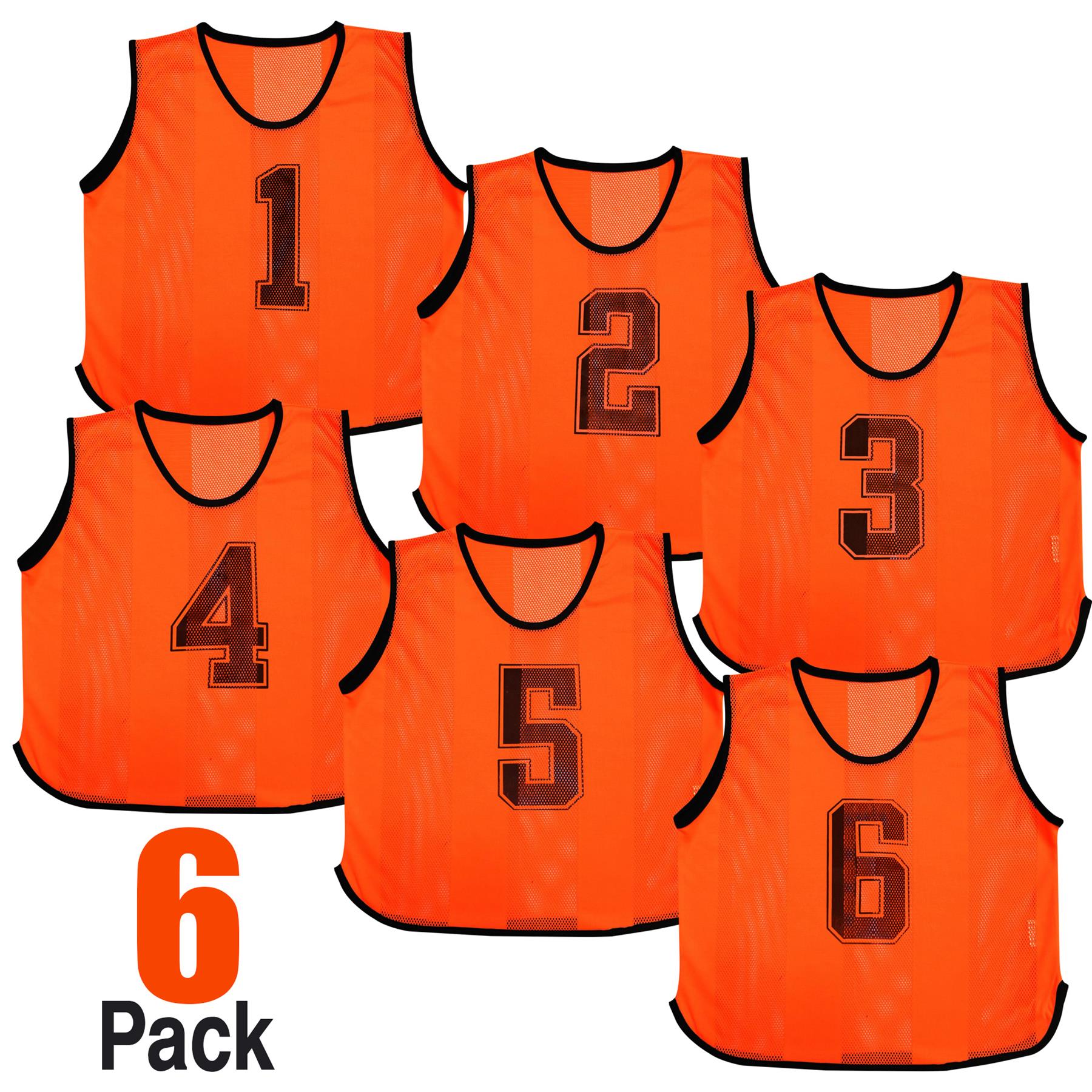 Kids 6 Pack Sports Number Mesh Bibs Comfortable During Football Rugby Sports